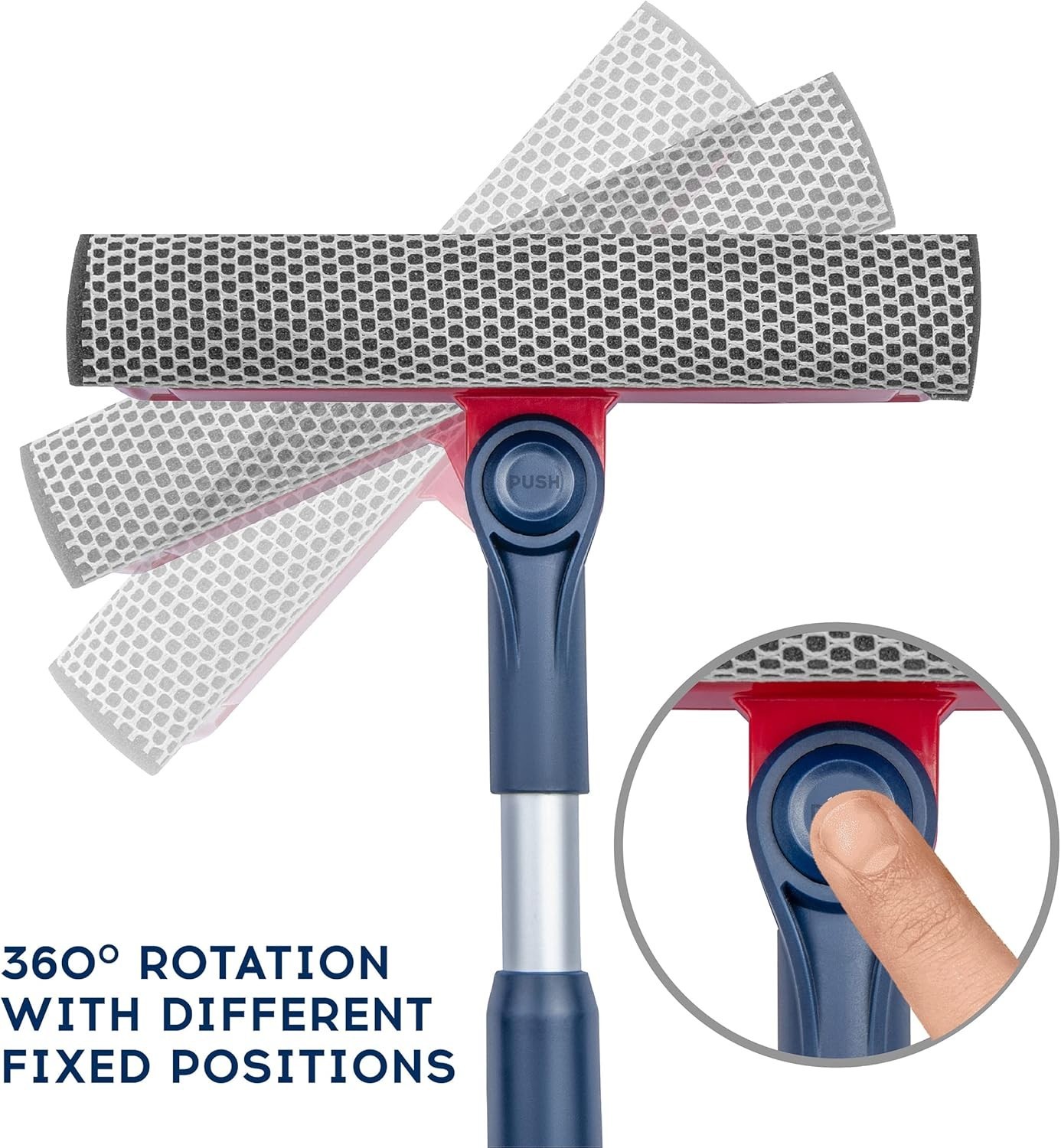 Professional Window Squeegee | 2-in-1 Window Cleaner Sponge and Soft Rubber S...