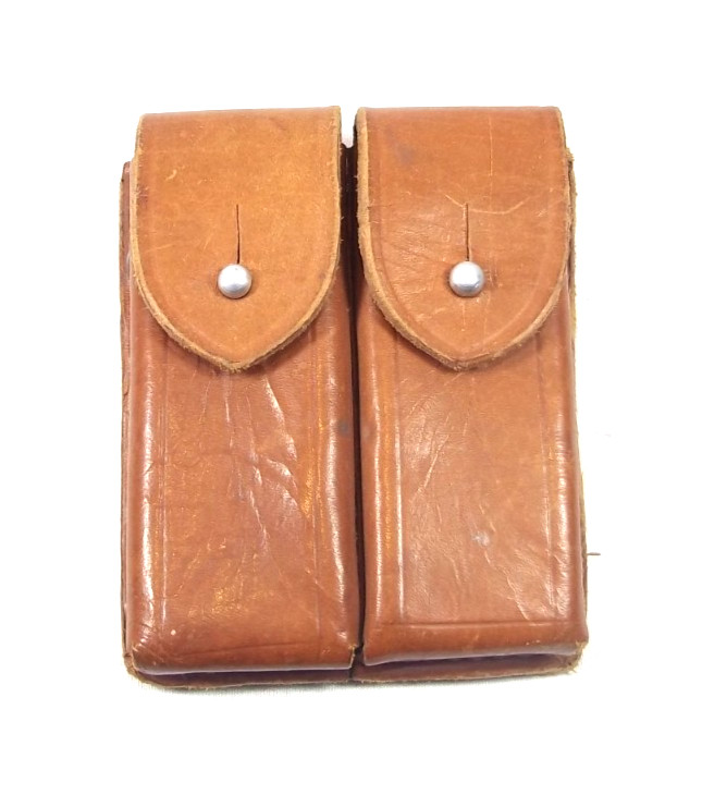 Leather Pistol Double Mag Pouch Army Cold War Era