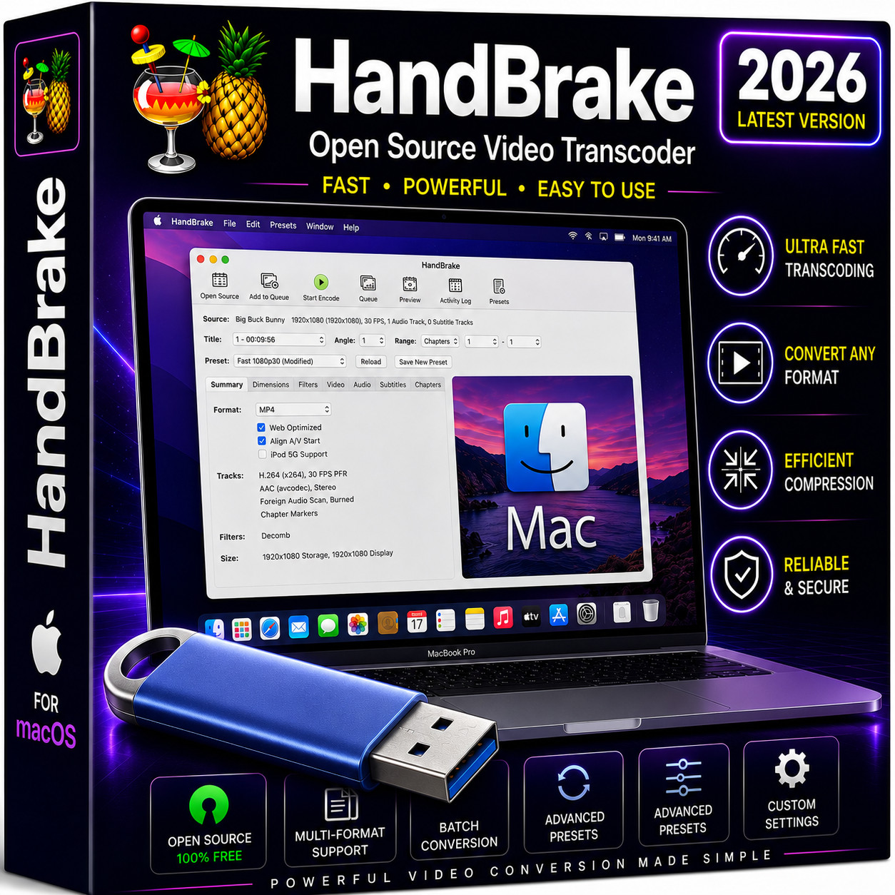 HandBrake 2026 for MAC Video Converter Software - Transcode Compress  Rip