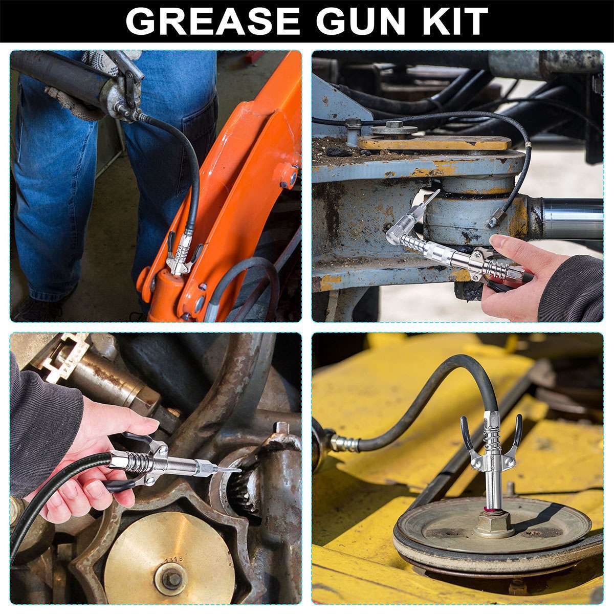 Grease Gun Accessory Kit 90 Degree Coupler Adapter Grease Needle Tips Dispenser