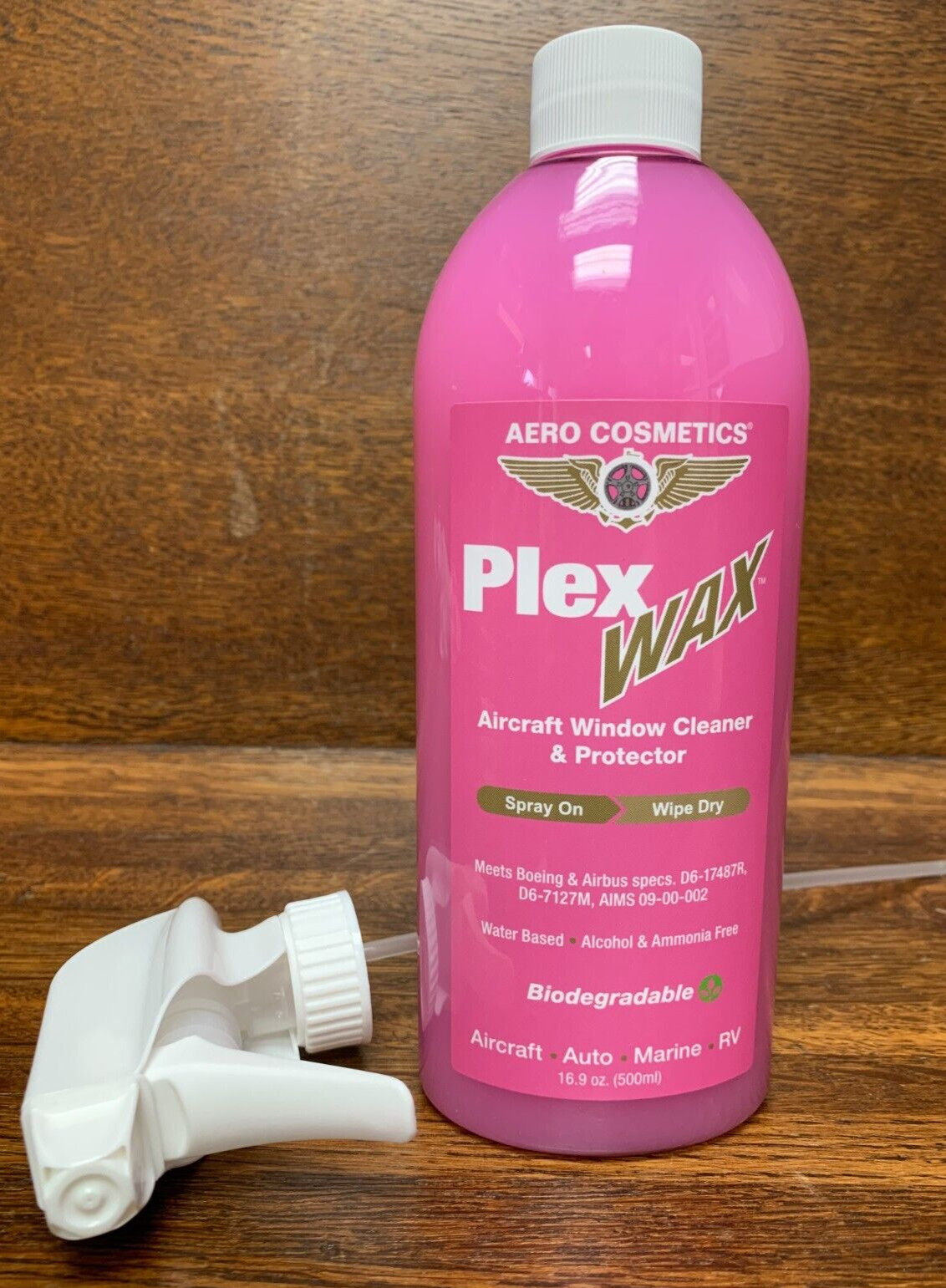 Aero Cosmetics, Plex Wax - Aircraft Window Cleaner/Protector, 16oz spray bottle