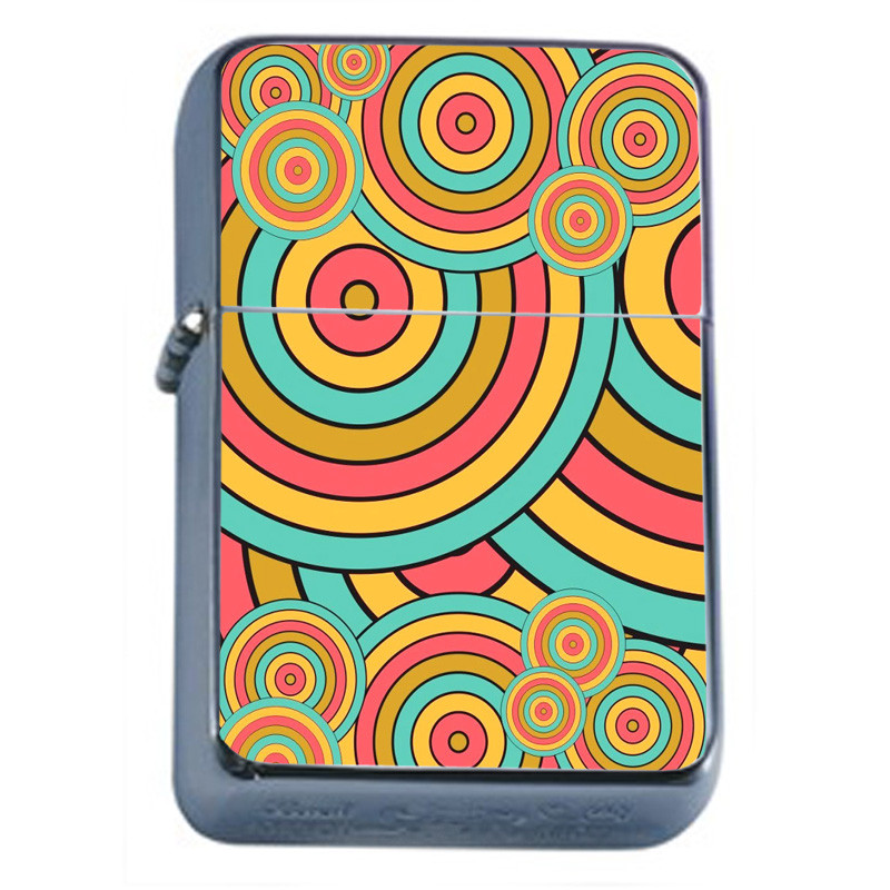 Retro Circles Em1 Flip Top Oil Lighter Wind Resistant
