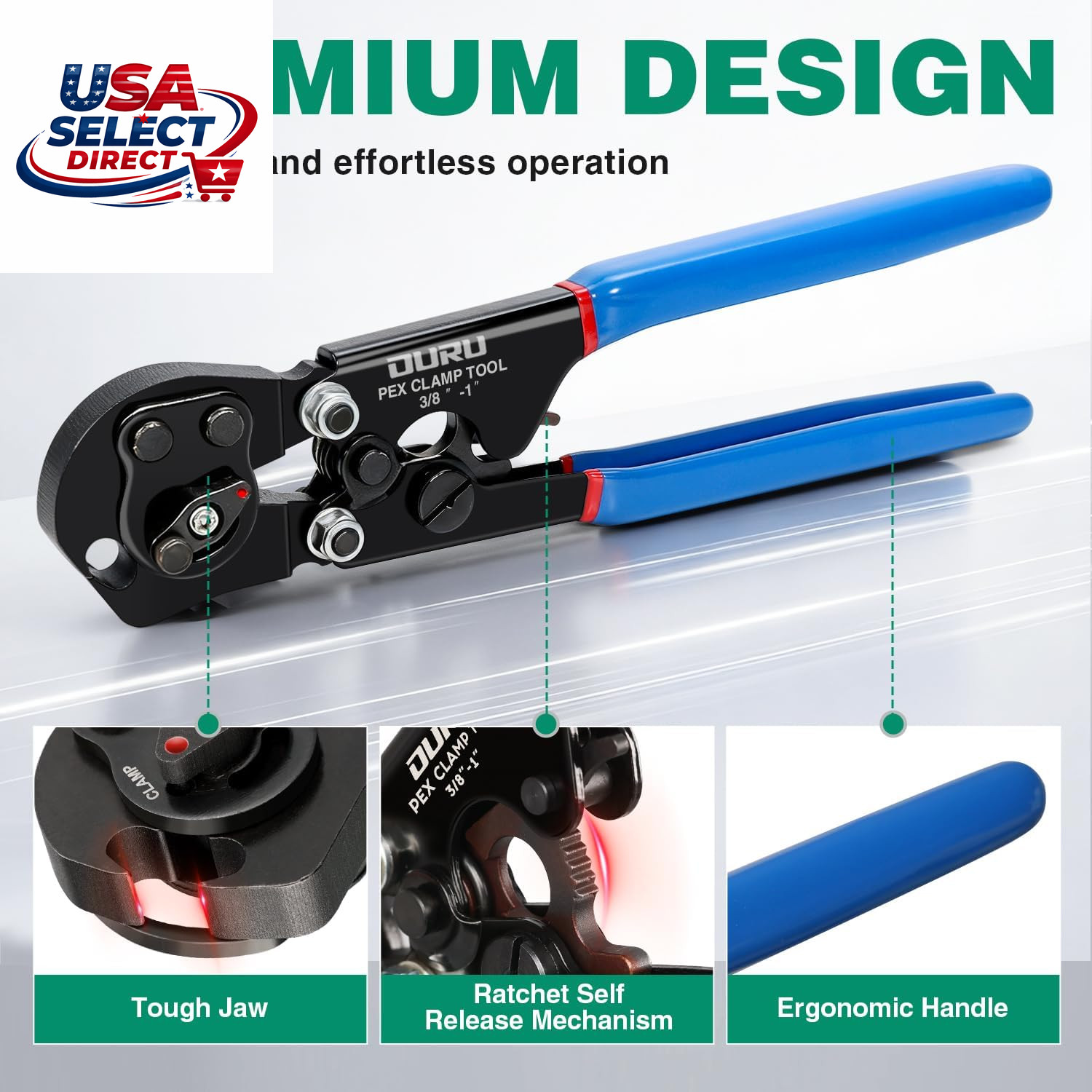 2 in 1 Ratchet Pex Crimping Tool Cinch and Remove Combo Function Pex Pipe Crimp