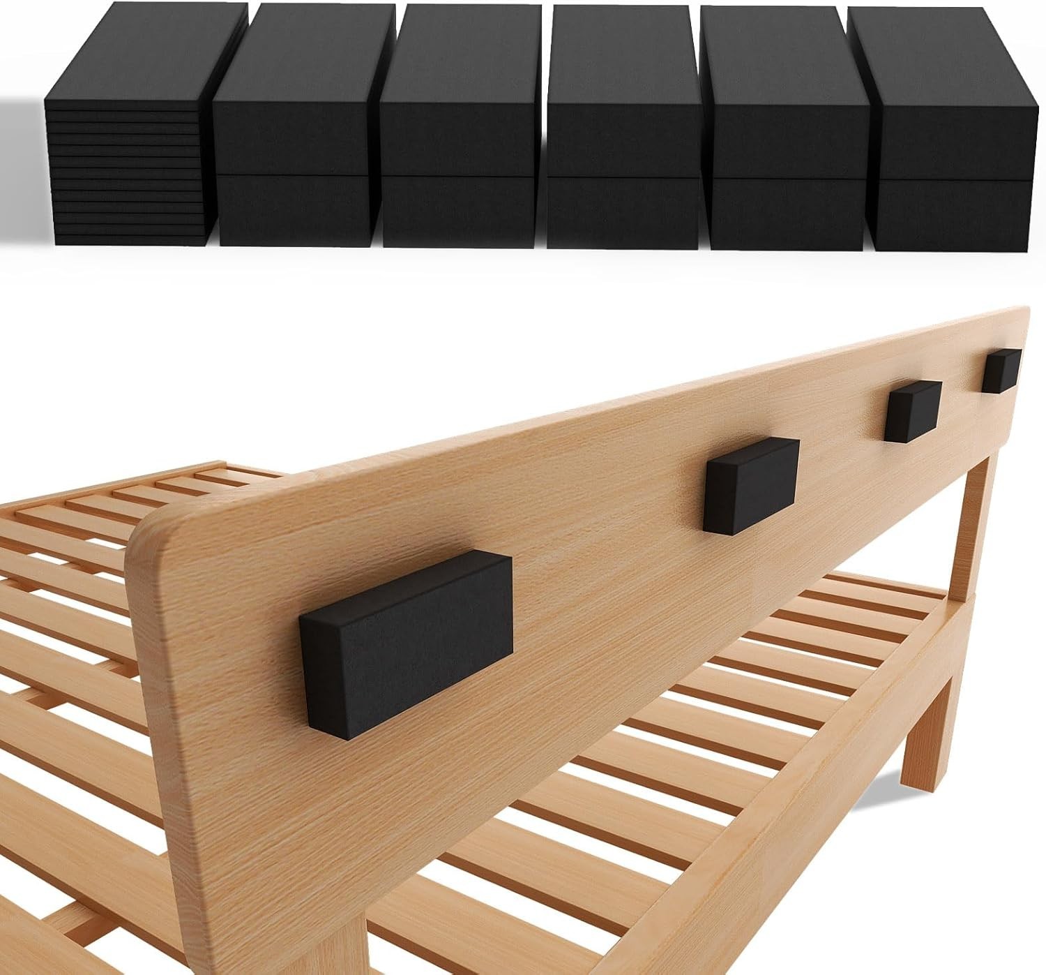 Headboard Stoppers for Wall - 23 Pcs Pack, Black - Premium Foam Wall Protecto...
