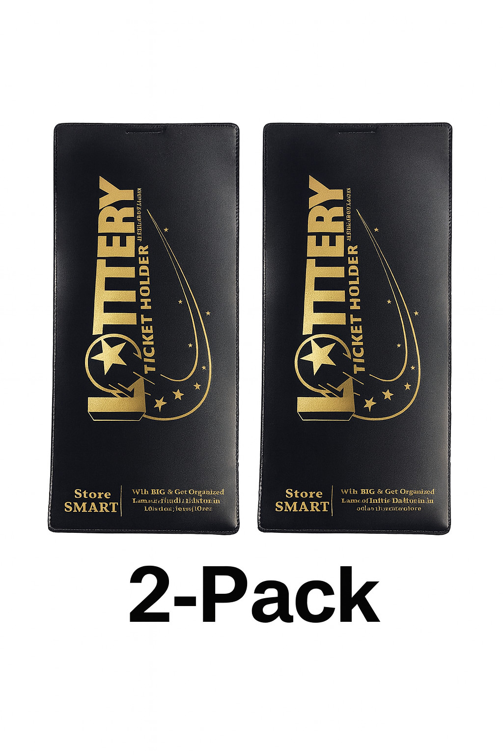 Lottery Lotto Ticket Holder 4x9 Dual Pocket Sleeve Black – Made in USA - 2 Pack