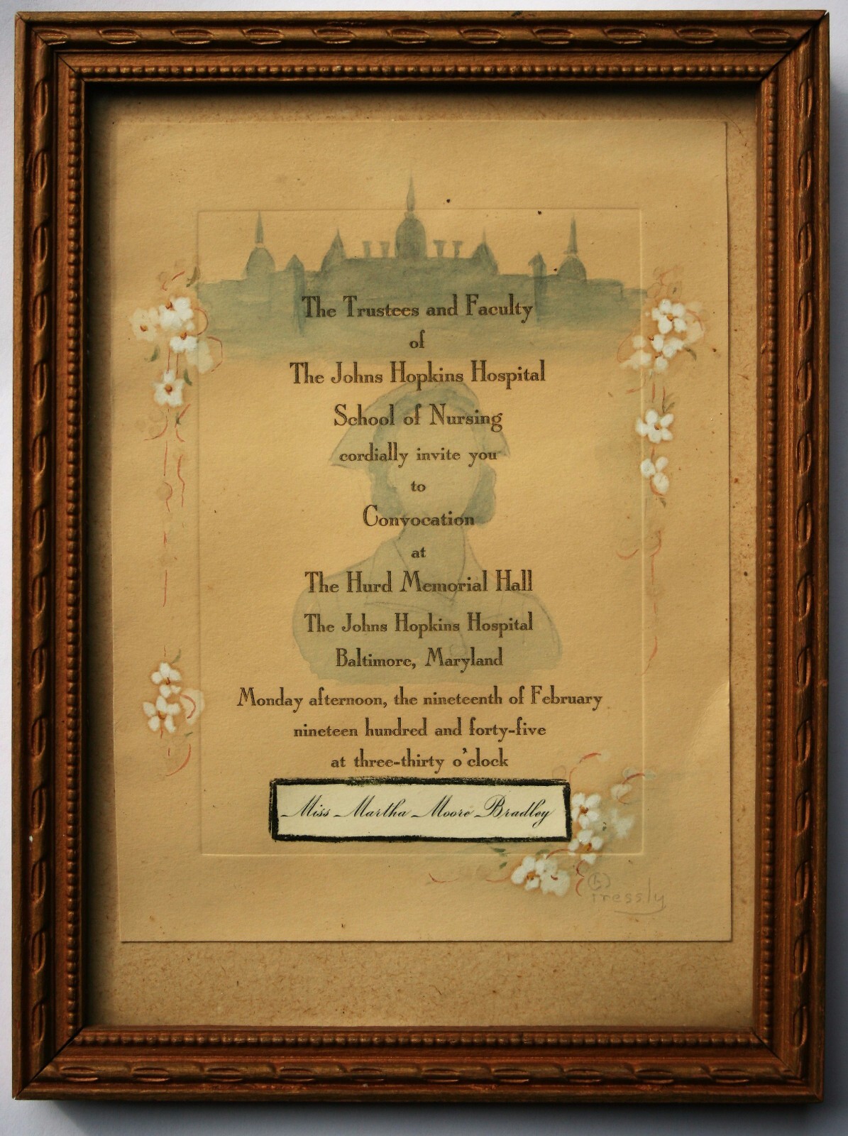 Johns Hopkins Hospital School of Nursing Convocation Invitation 1945