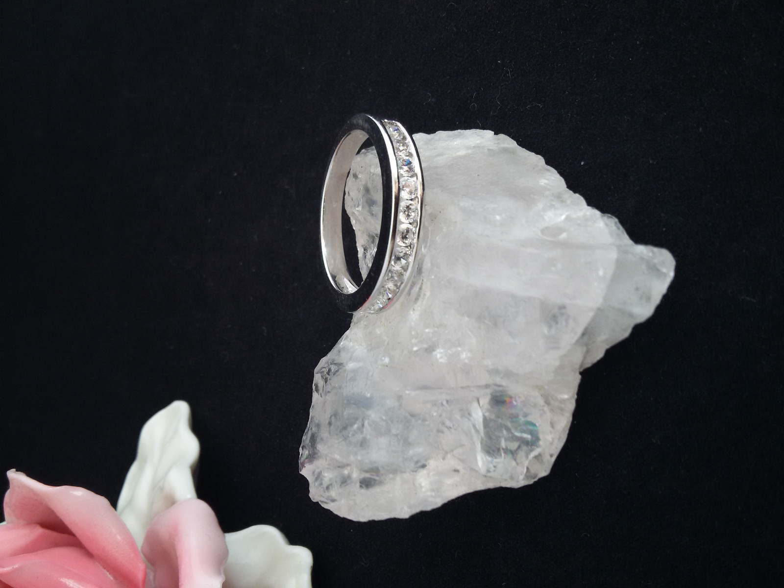 Ring Silver 925 Rodinated Cubic Zirconia Size 57 (18.1mm Dia)
