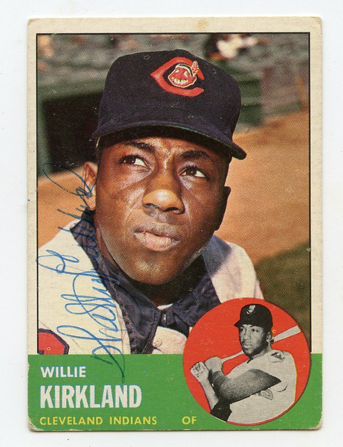 WILLIE KIRKLAND Period  Ballpoint Signed 1963 Topps  #187 Indians Guarantee Auth