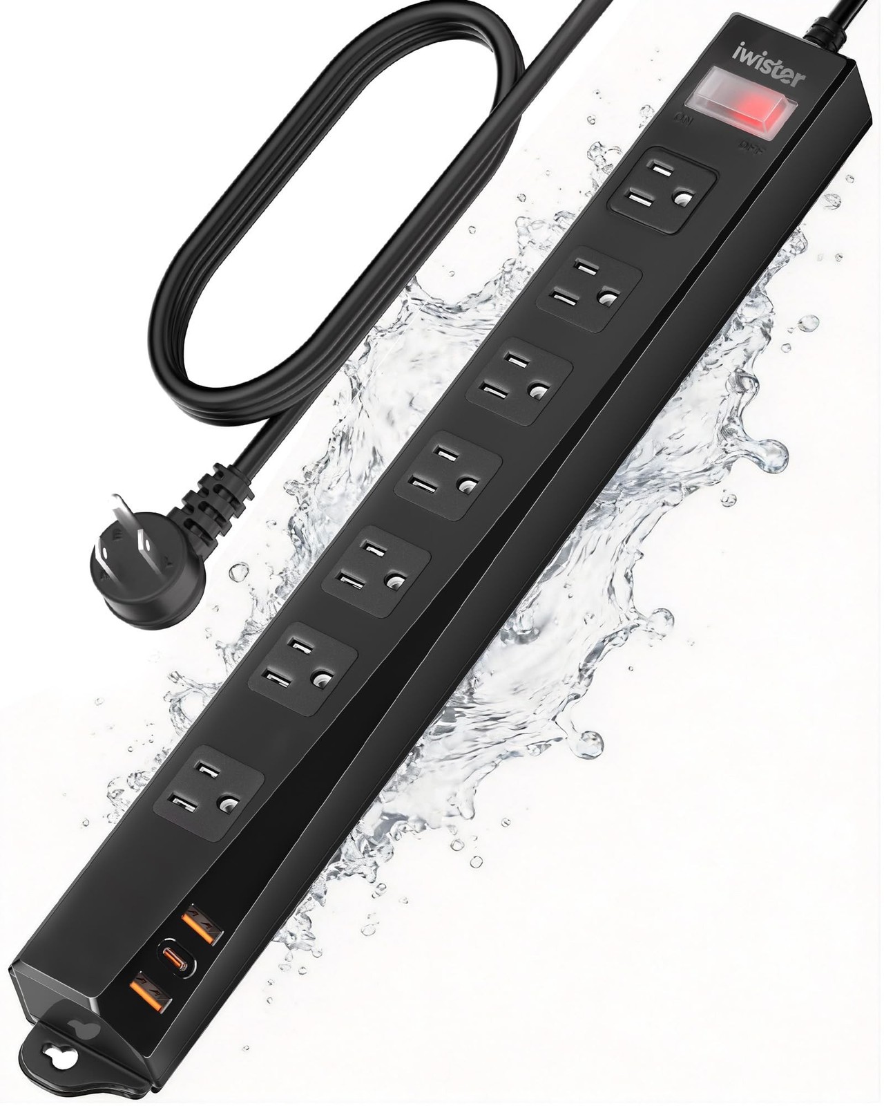 Outdoor Power Strip Weatherproof IPX6,1625W/13A 6 Ft Extension Cord with Mult...