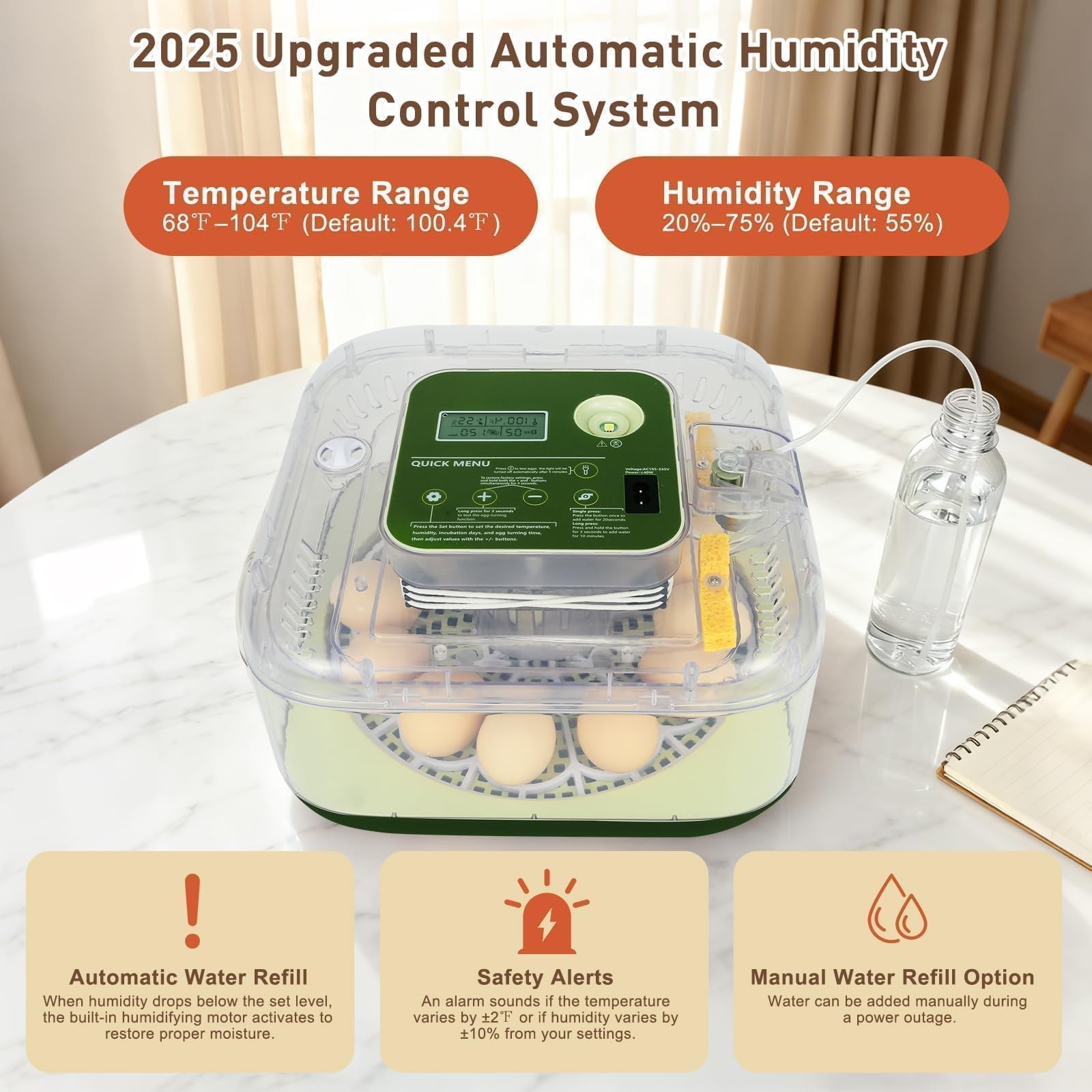 ZEMIRO CHARGE 12 Egg Fully Automatic Incubator Humidity Temp Control Auto Turn