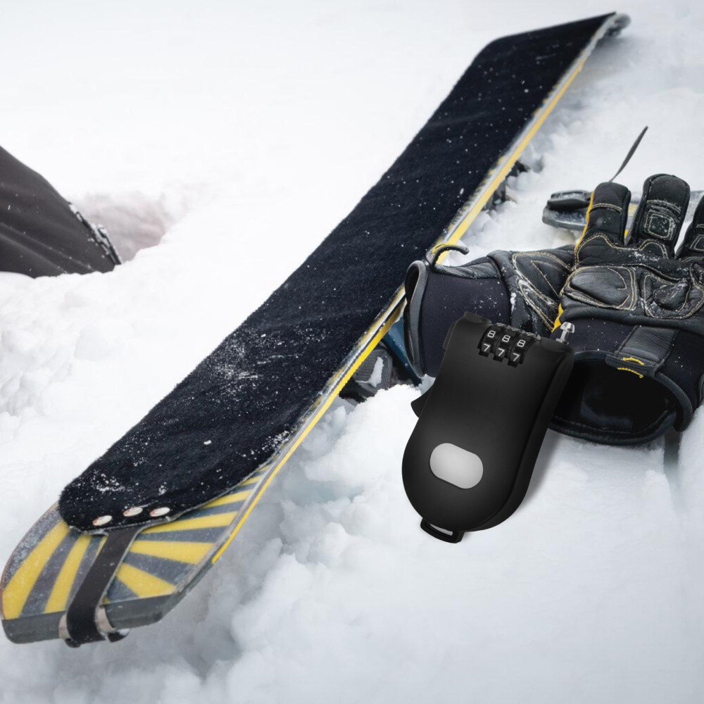 Compact Plastic Snowboard Lock with Anti-Lock Feature for Ski Board Safety
