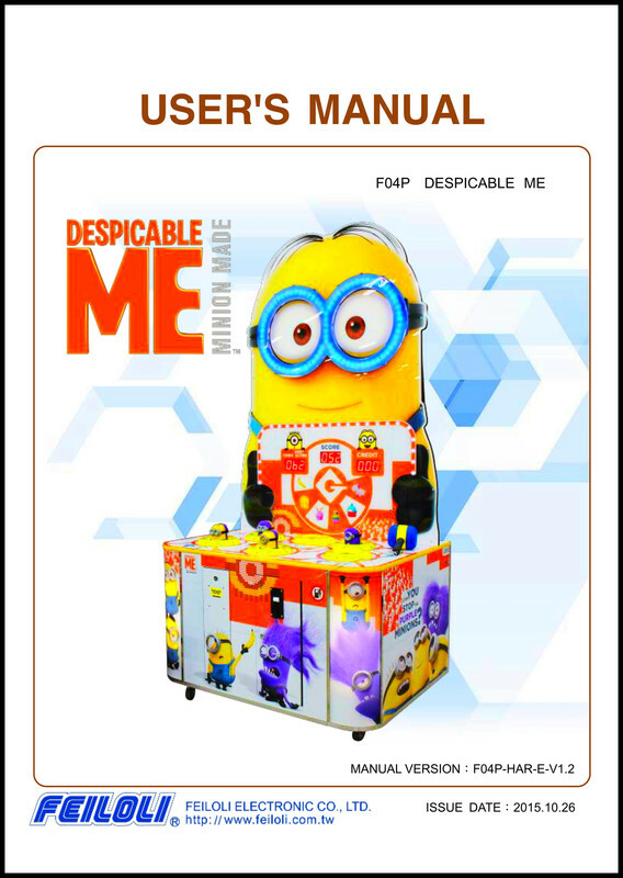 Despicable Me Wack A Minion Arcade Game Operation/Service/Repair Manual Feiloli
