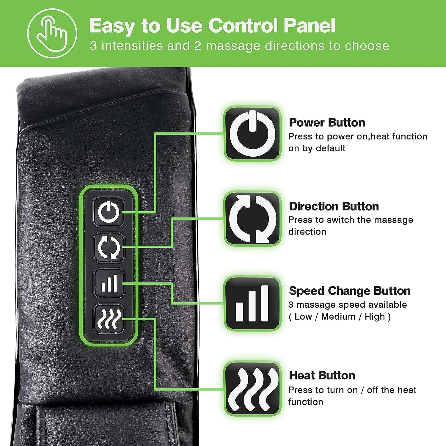 Shiatsu Back Neck and Shoulder Massager with Heat Deep Tissue 3D Kneading Pillow