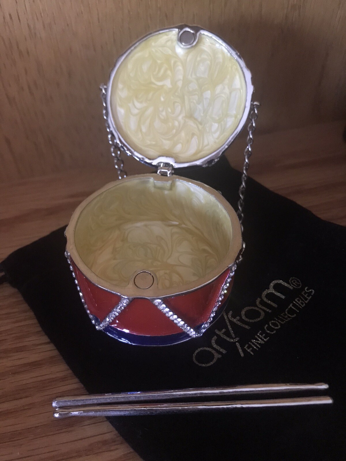 OBJET D ART “RHYTHM” DRUM TRINKET RING BOX #630