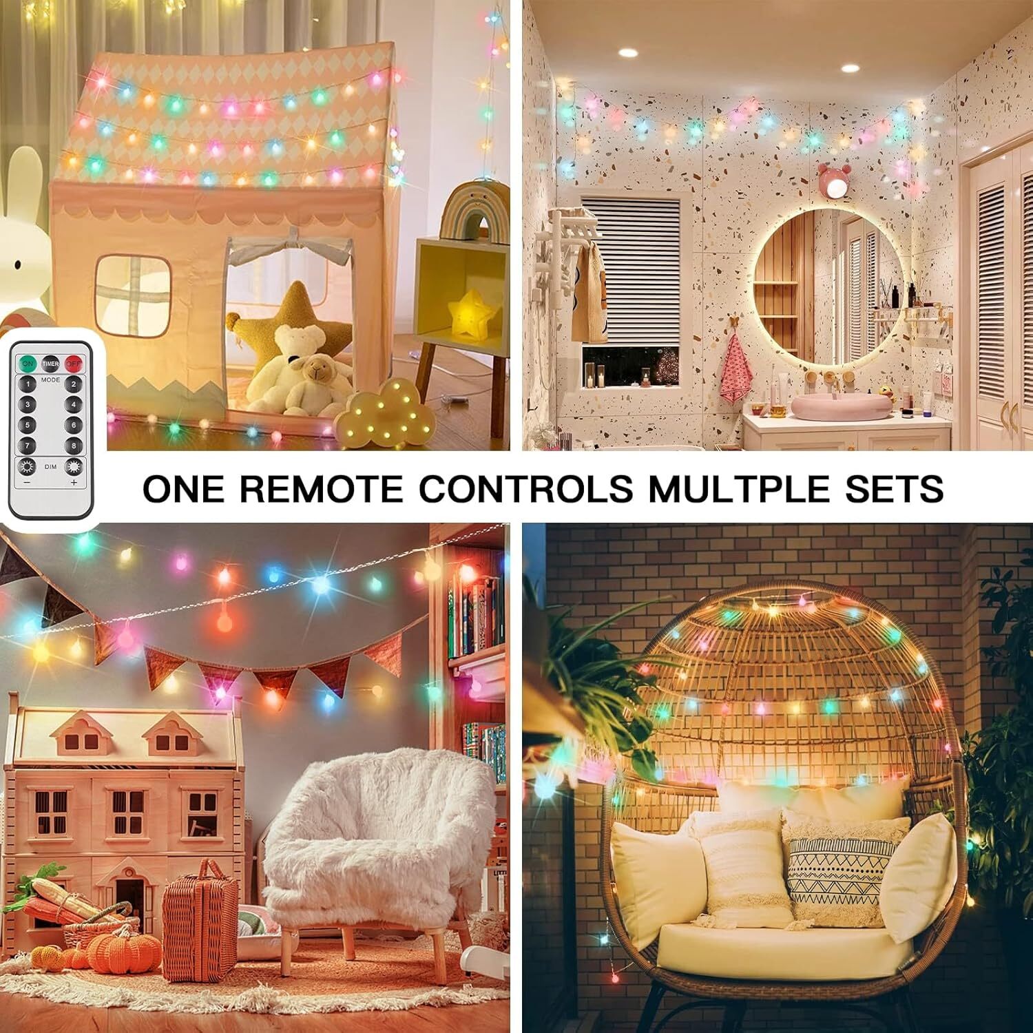 Globe String Lights 33Feet 96LEDs Plug in Fairy String Lights with Remote Timer