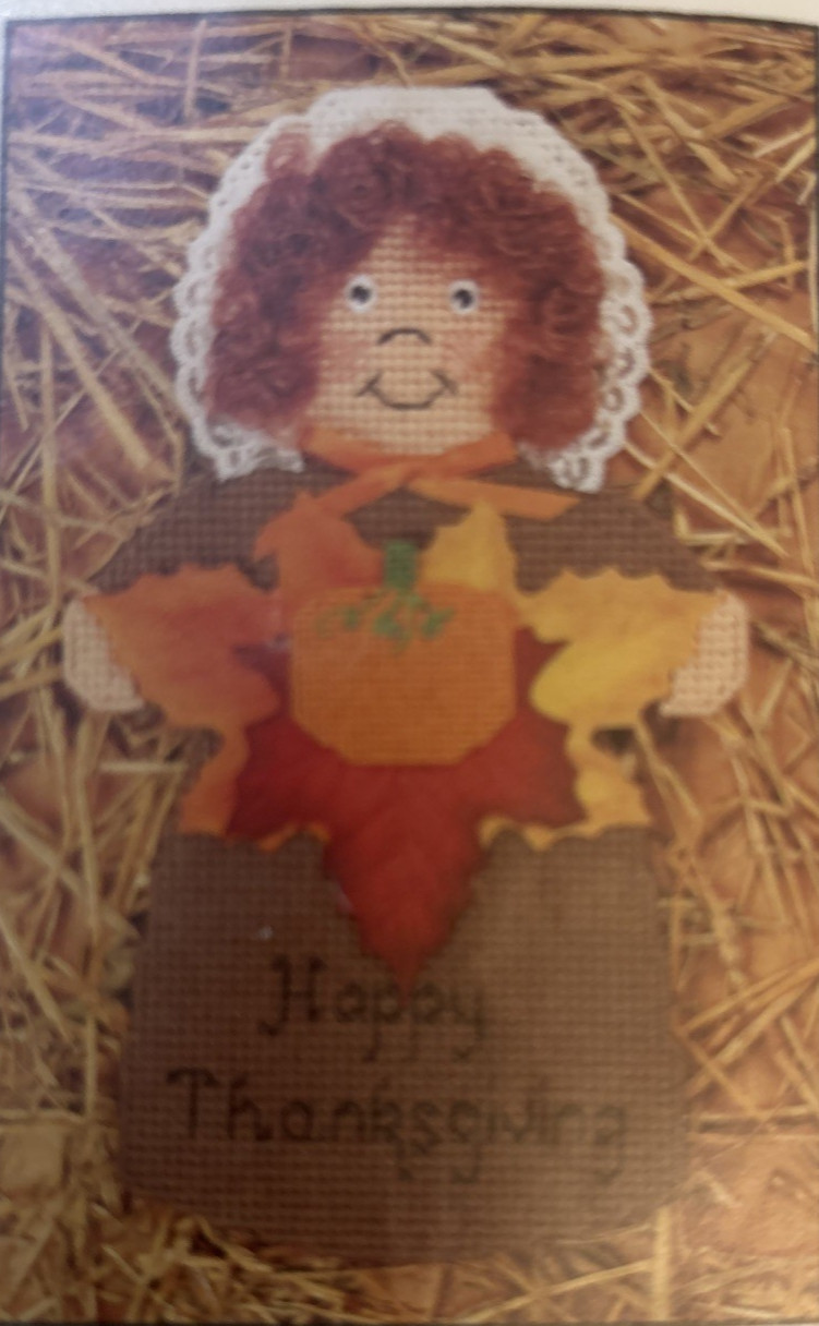 Vtg Rare Herrschners PILGRIM GIRL Needlepoint 1995 Pattern #21-4040