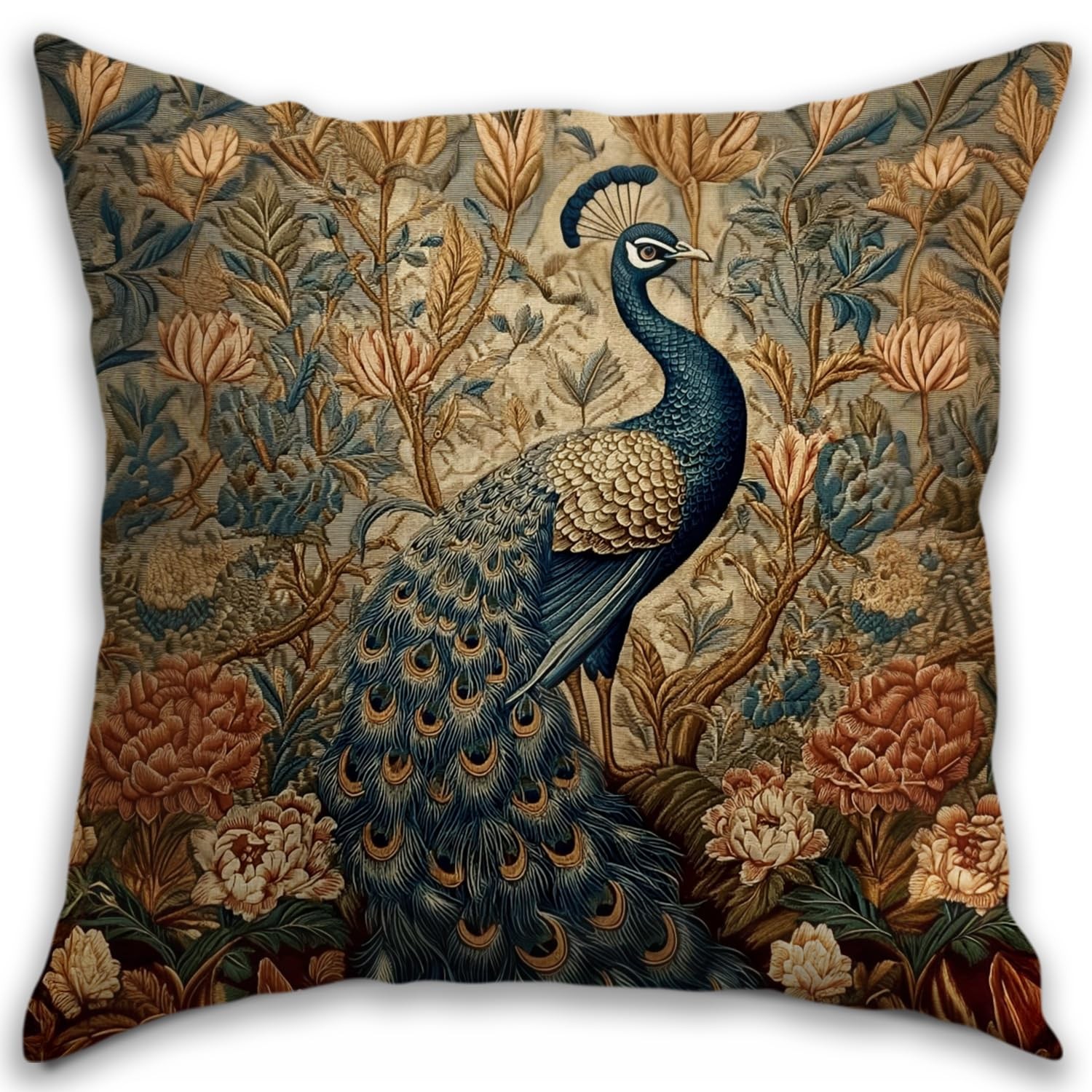 William Morris Inspired Abstract Vintage Floral Design Throw Pillow Covers Ho...
