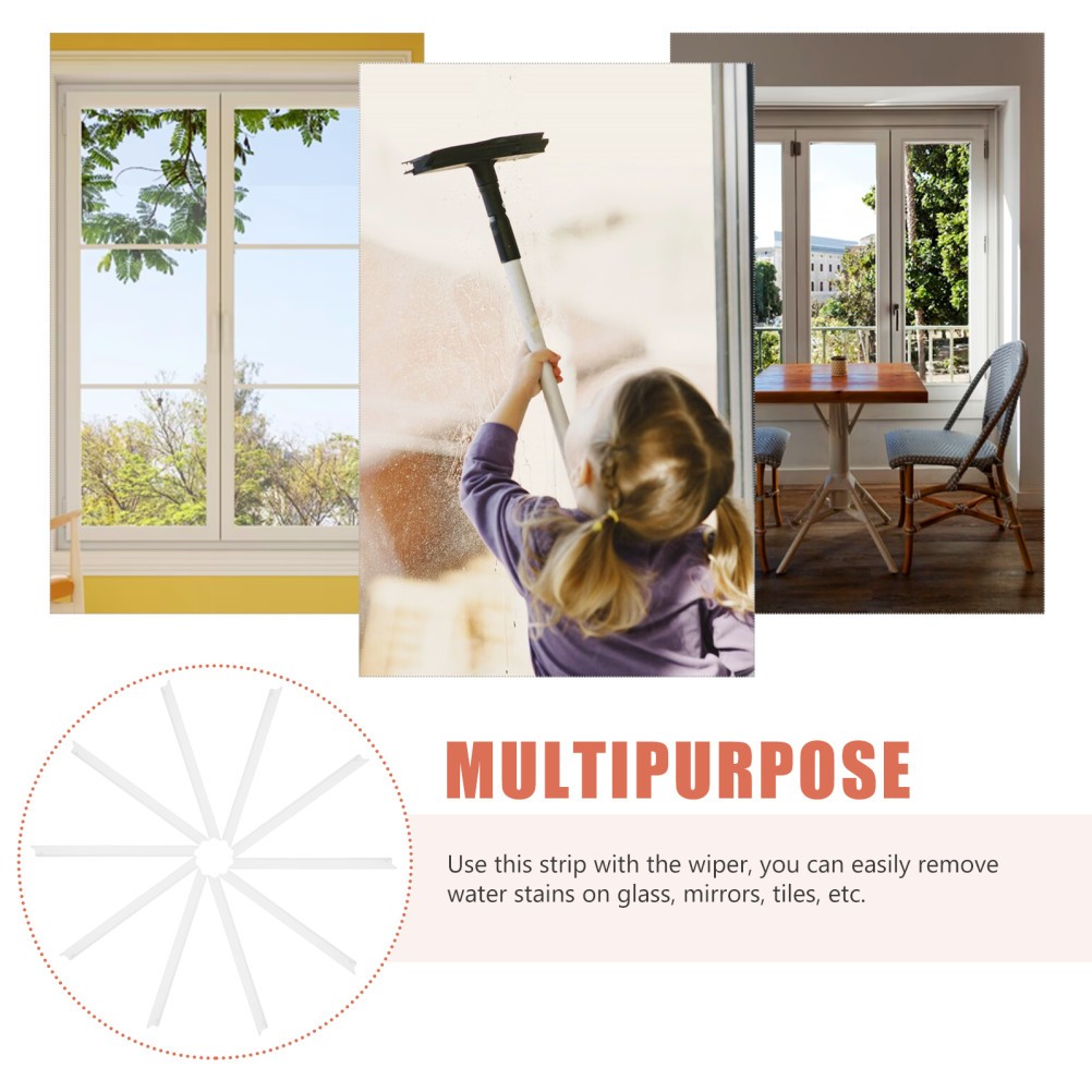 10Pcs Reusable Window Squeegee Silicone Replacement Strips for Glass Cleaning