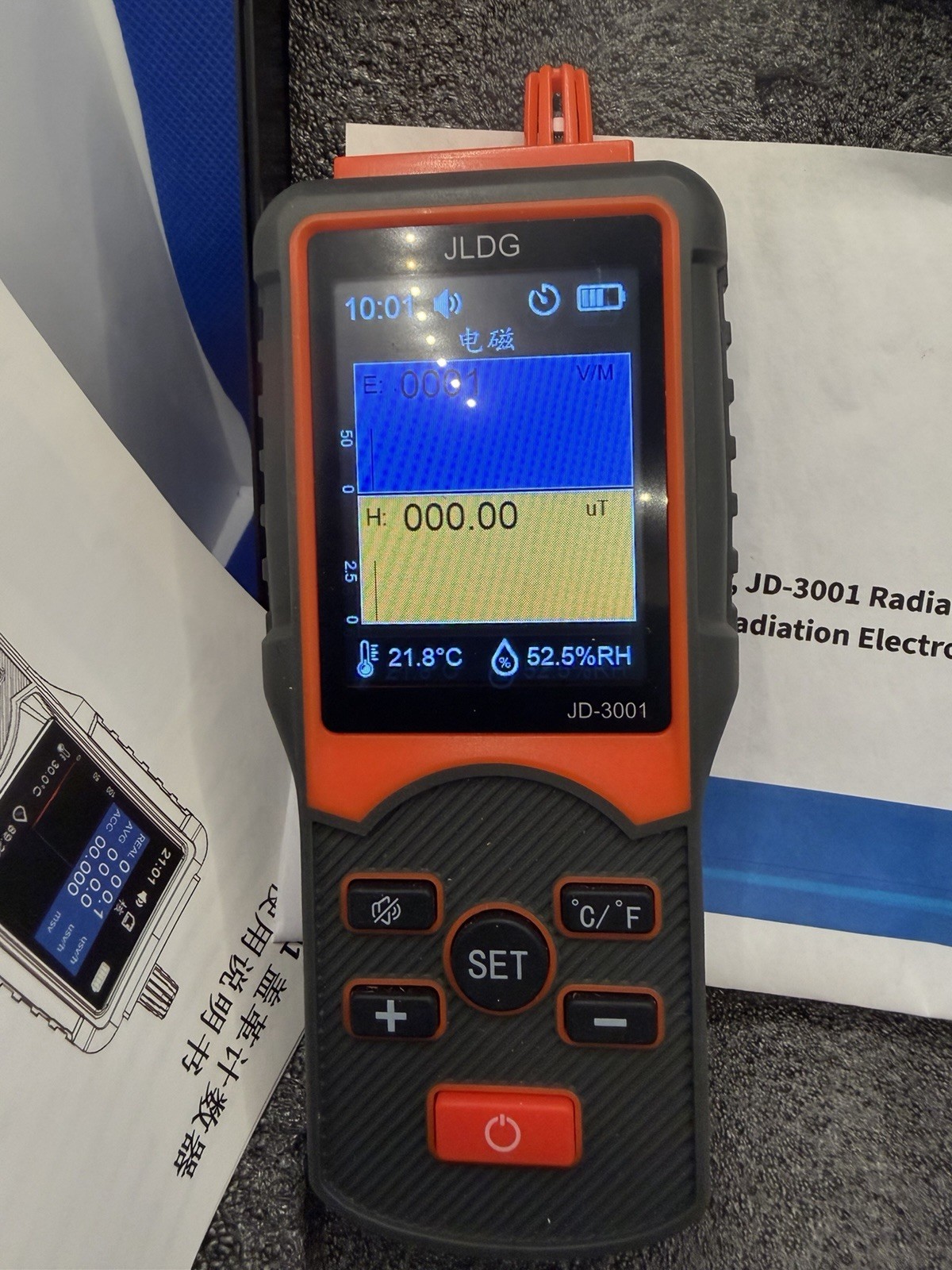 JD-3001 Geiger Counter, Radiation Meter, EMF, Temperature & Humidity Meter
