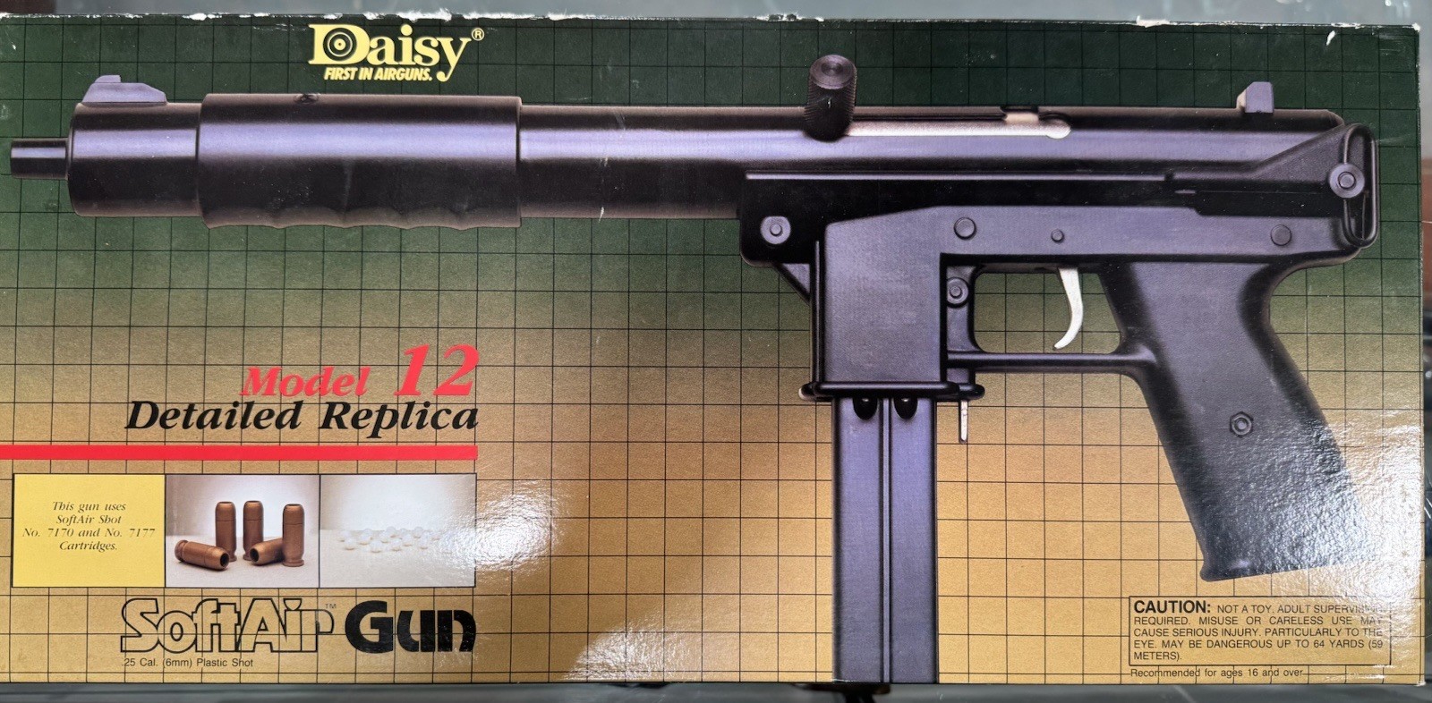 Vintage Daisy SoftAir Model 12 Airsoft Gun Tec-9 Replica, Boxed, Complete Set