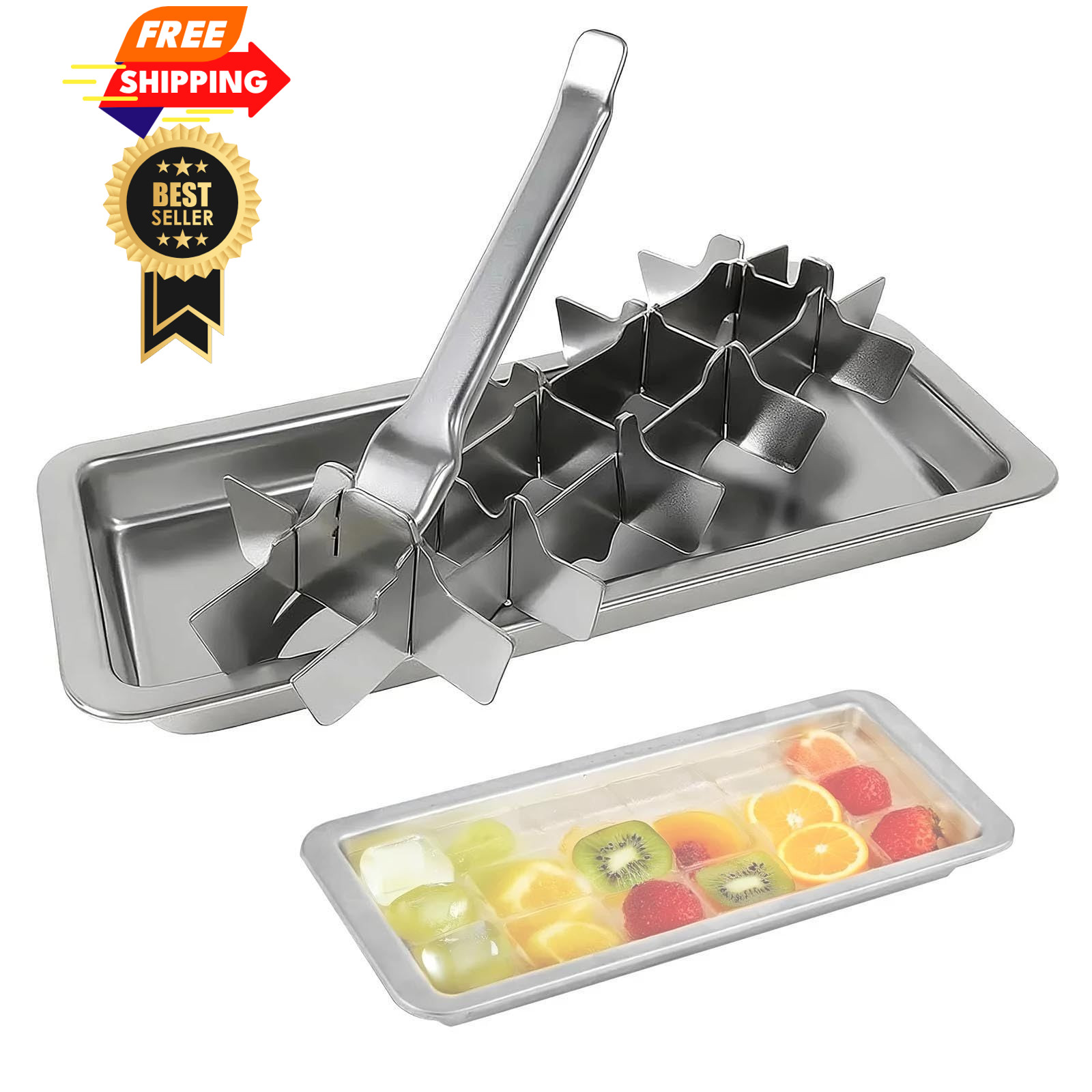1pack 18 Slot Stainless Steel Ice Cube Trays Regular, No Finger protector