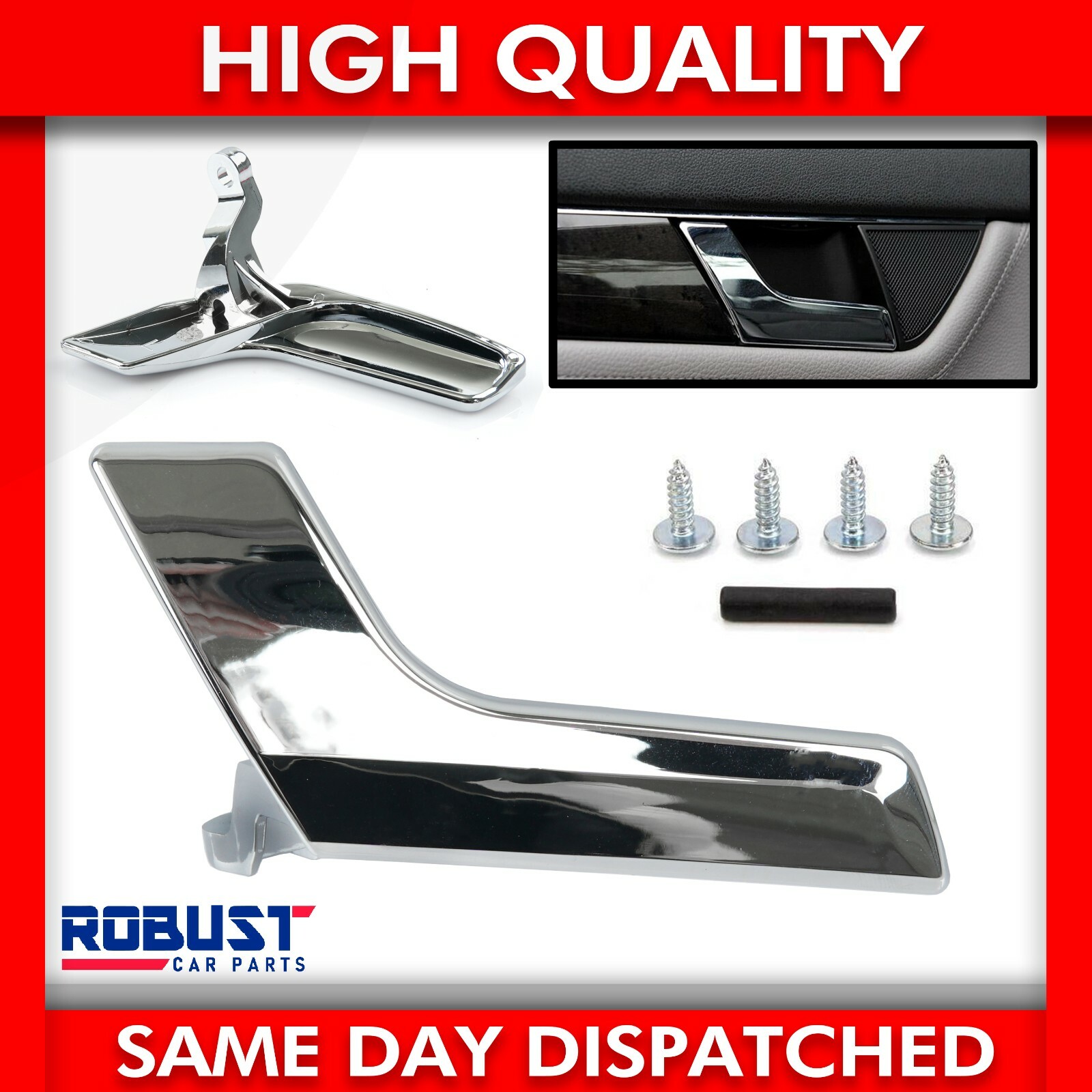 FOR MERCEDES W204 W207 CHROME PLATED INTERIOR DOOR HANDLE LEFT PASSENGER SIDE