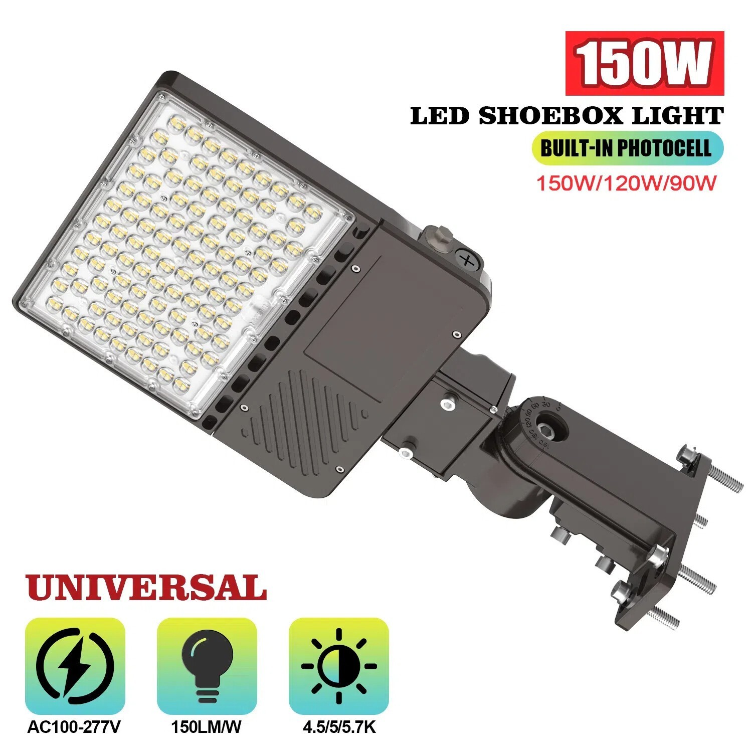 LED Parking Lot Light Dusk to Dawn 150W 120W/90W Shoebox Street Lights Outdoor