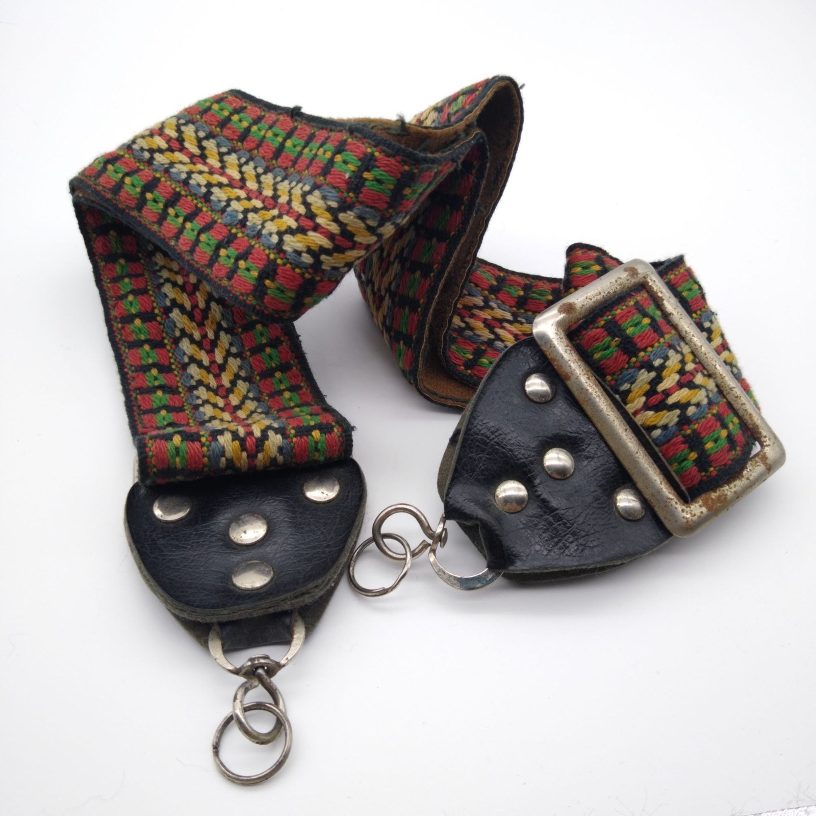 Retro Woven and Leather Guitar Strap, Hippy Dippy Adjustable True Vintage Wide