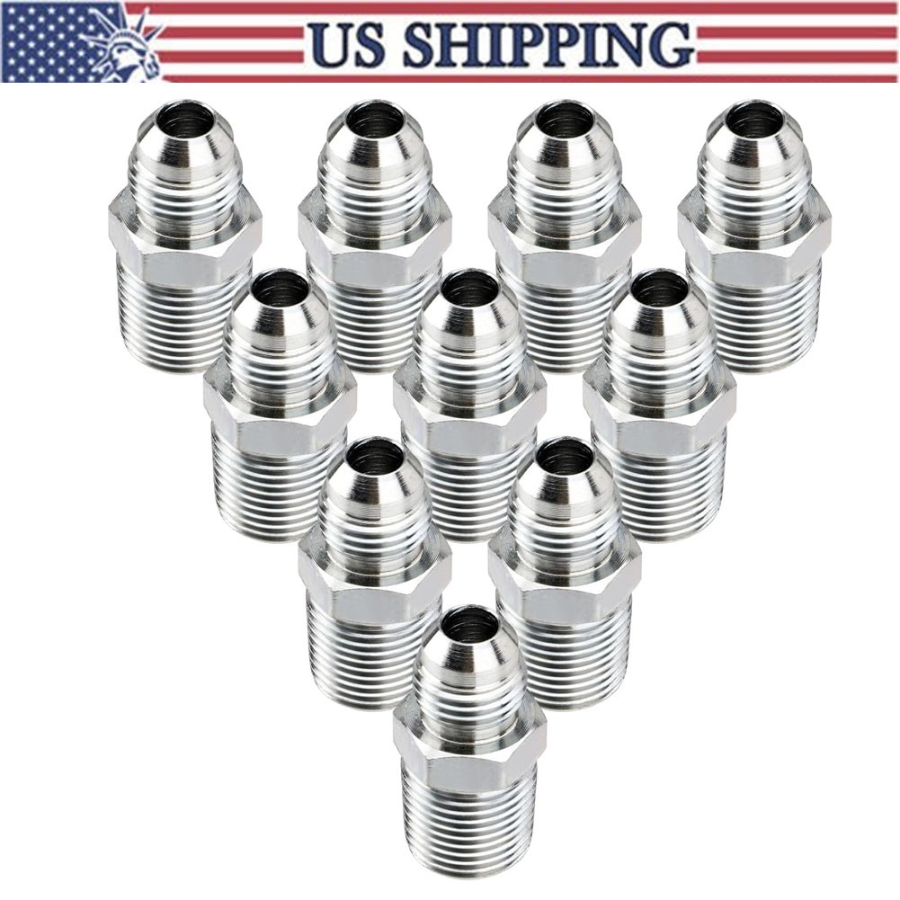 10 Pack Hydraulic Hose Adapter Fittings: 3/8" JIC 37° Male X 3/8" NPT Male New