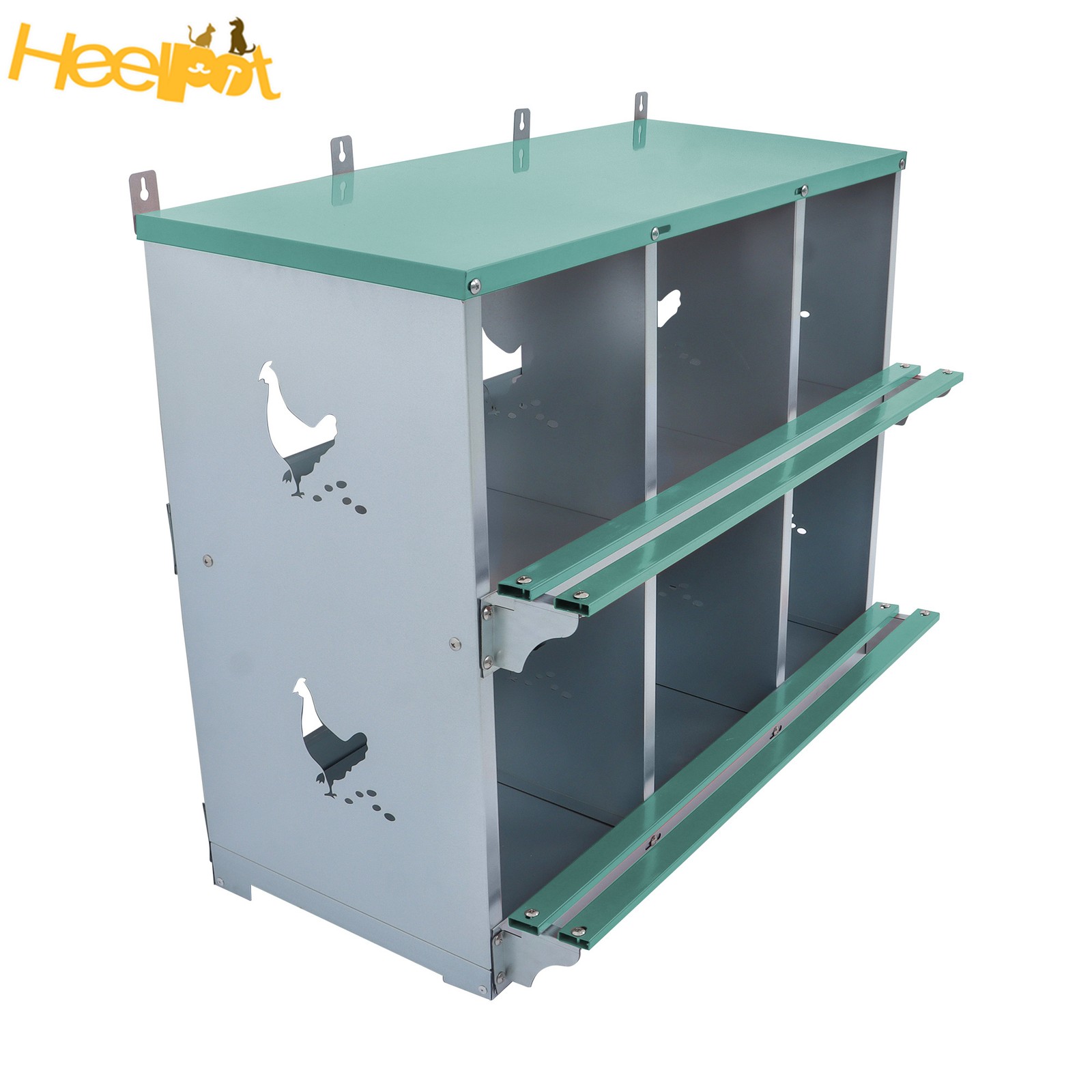 Green 6 Compartments Chickens Egg Laying Box High Quality Materials Nesting Box