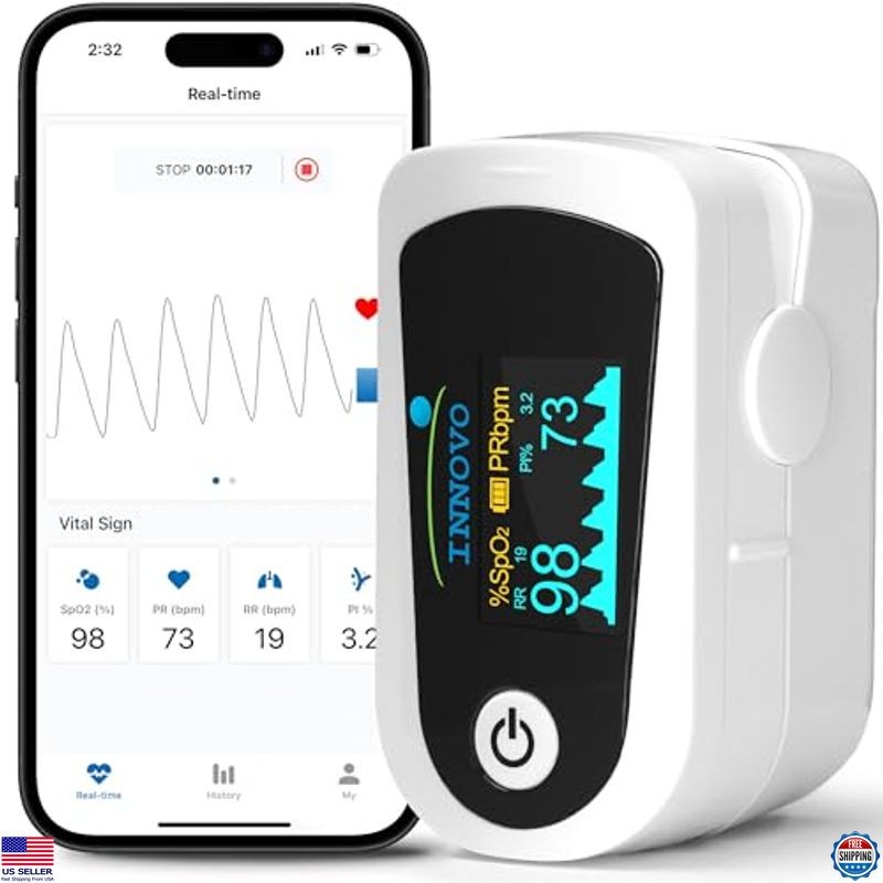 Fingertip Pulse Oximeter, Blood Oxygen Monitor, Bluetooth, App, FSA/HSA Eligible