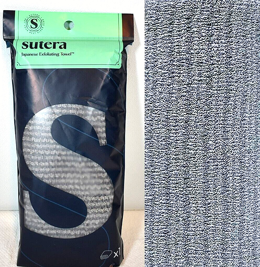 "SUTERA" NEW Japanese Exfoliating Towel w/ Cross Woven Duo Fiber - Gray, No-Fray