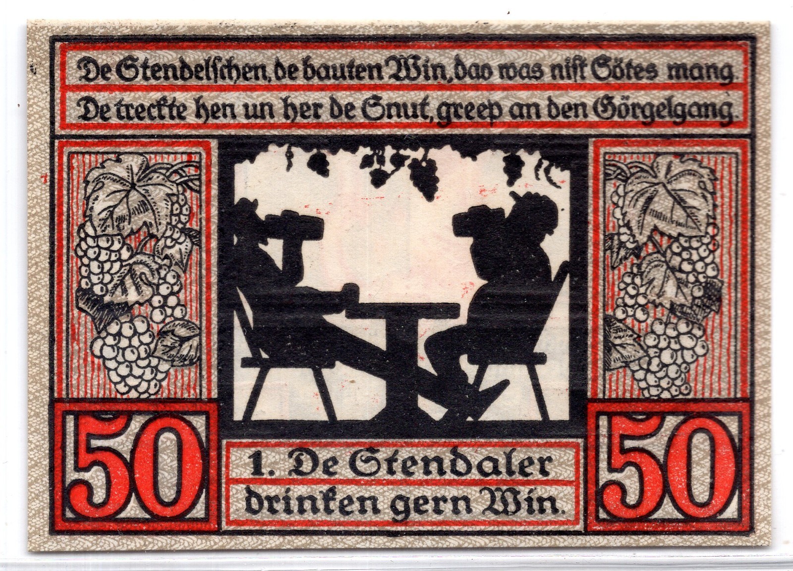 1921 Germany Stendal Notgeld 50 Pfennig Note (3052)