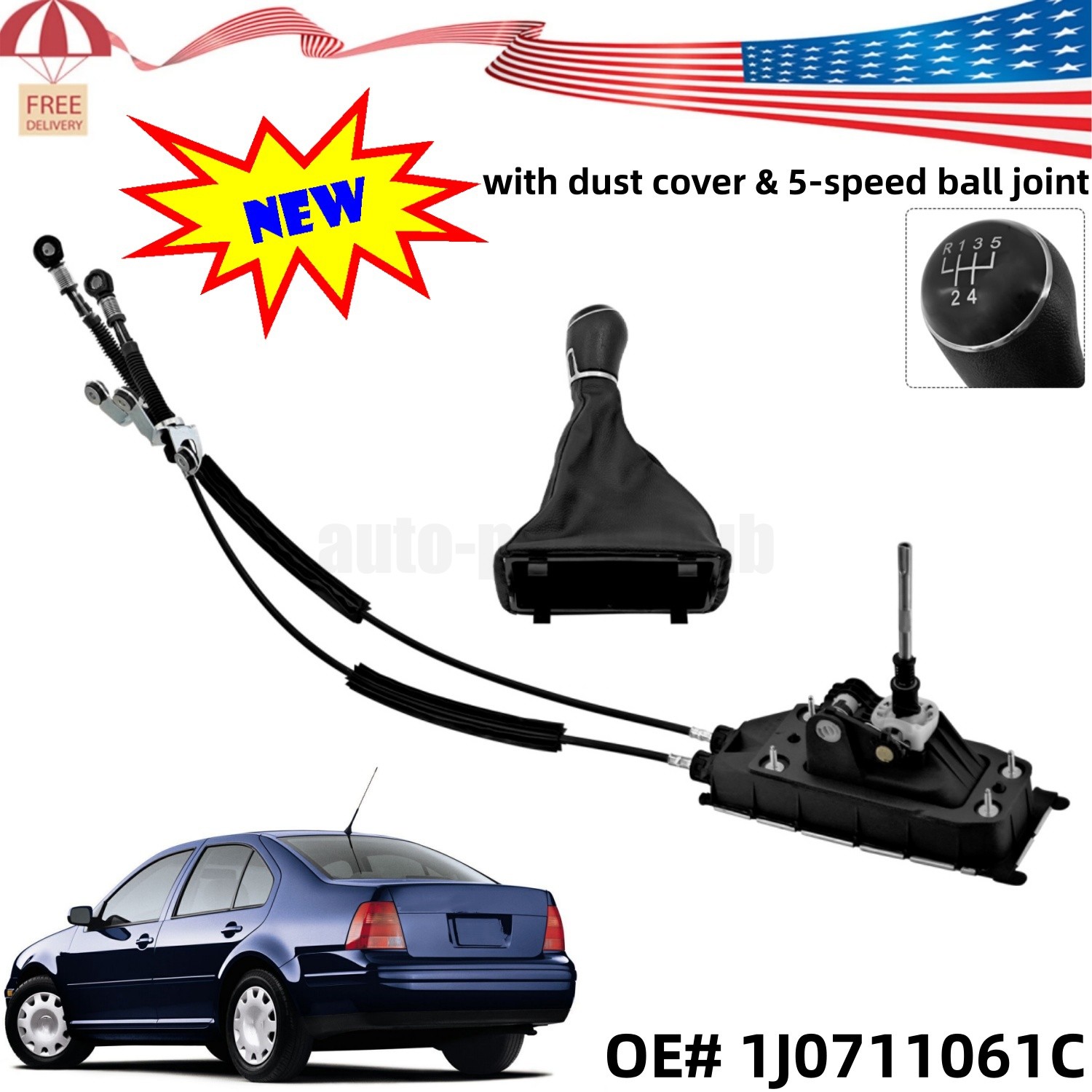 For 1998–05 VW Jetta Beetle Golf 5-Speed Transmission Shift Shifter Cable Manual