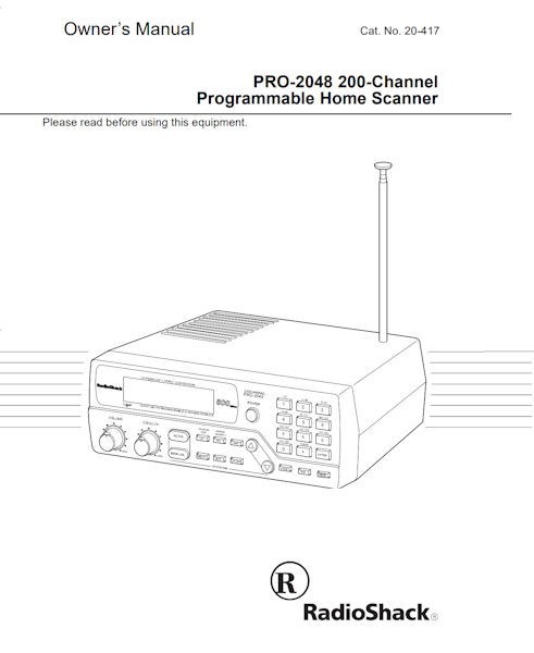 RADIO SHACK PRO-2048 JUMBO ENLARGED INSTRUCTION OPERATING MANUAL
