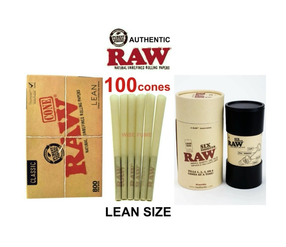 RAW LEAN size pre rolled cone +raw lean size pre rolled six shooter filler