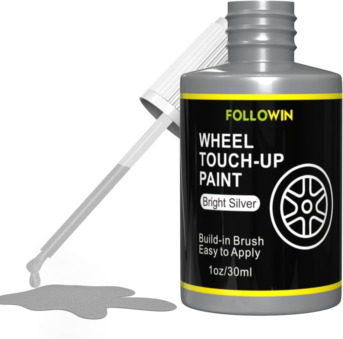 FOLLOWIN Silver Rim Touch Up Paint for 1.06 Fl Oz (Pack of 1), bright silver