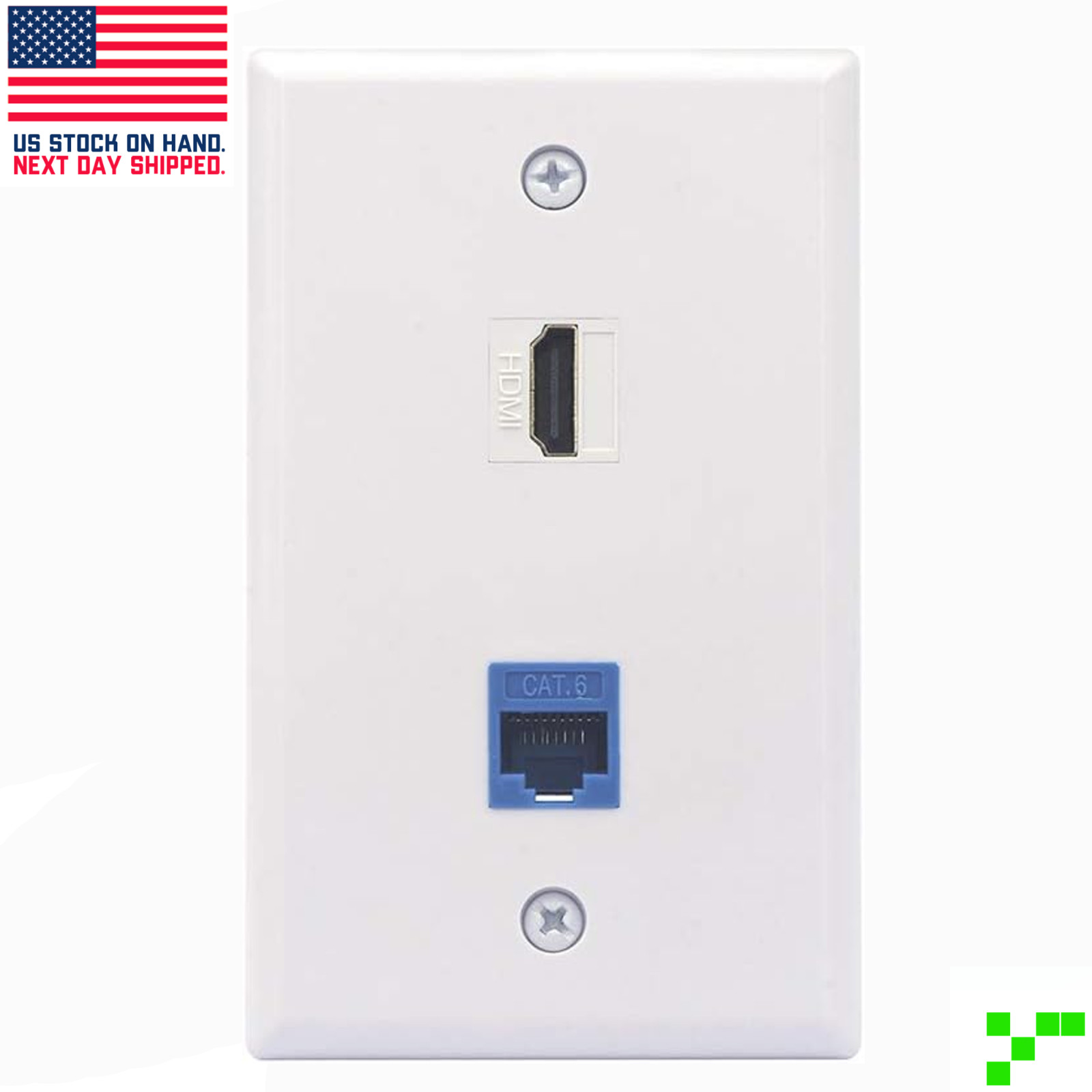 4K HDMI/Ethernet Wall Plate UL Listed RJ45 CAT6 Keystone Jack  w/ Couplers F-F