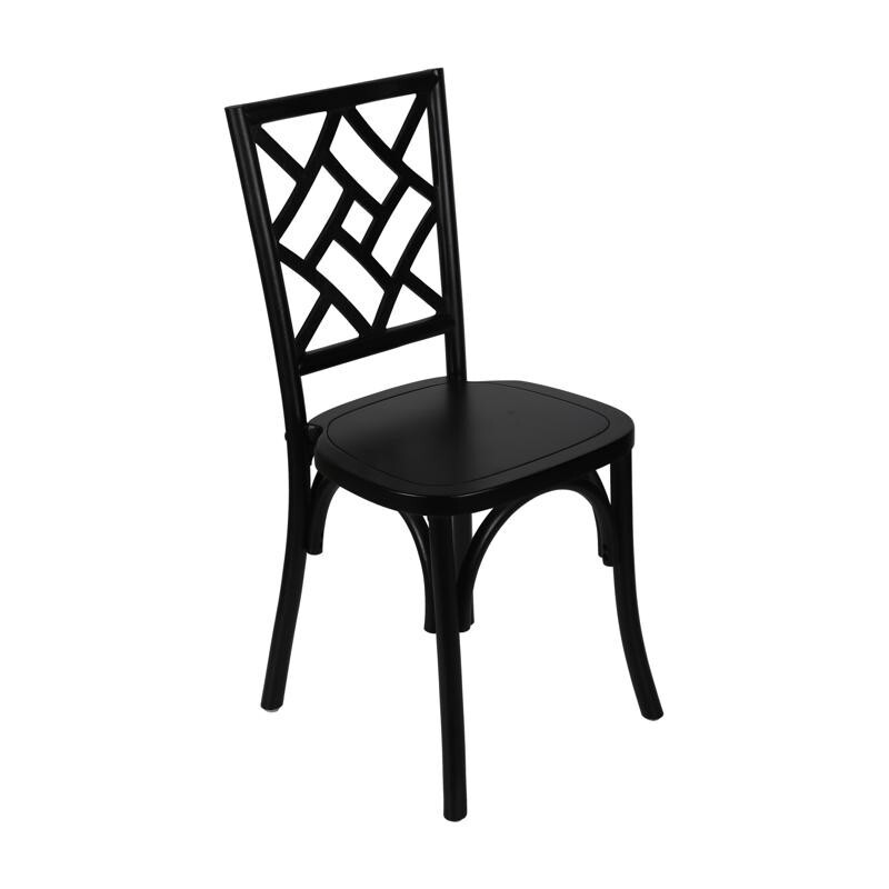 Bistro Style with Intricate Back Black Wood Stackable Restaurant Dining Chair