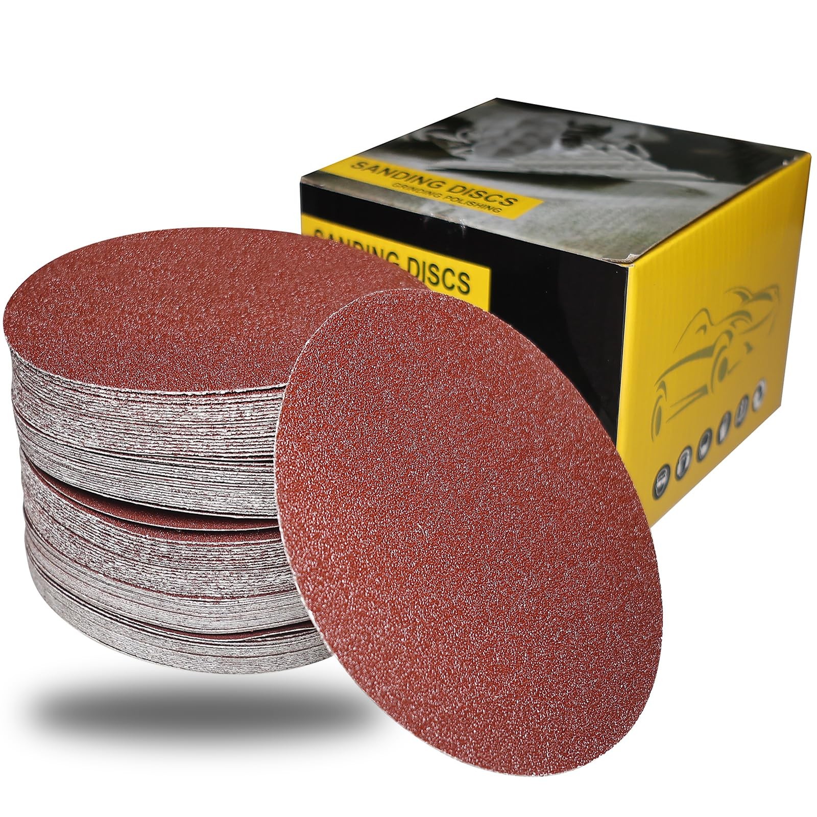 SACKORANGE 100 PCS 5" PSA Sanding Discs 20 Each of 60, 80, 120, 180, 240, Gri...