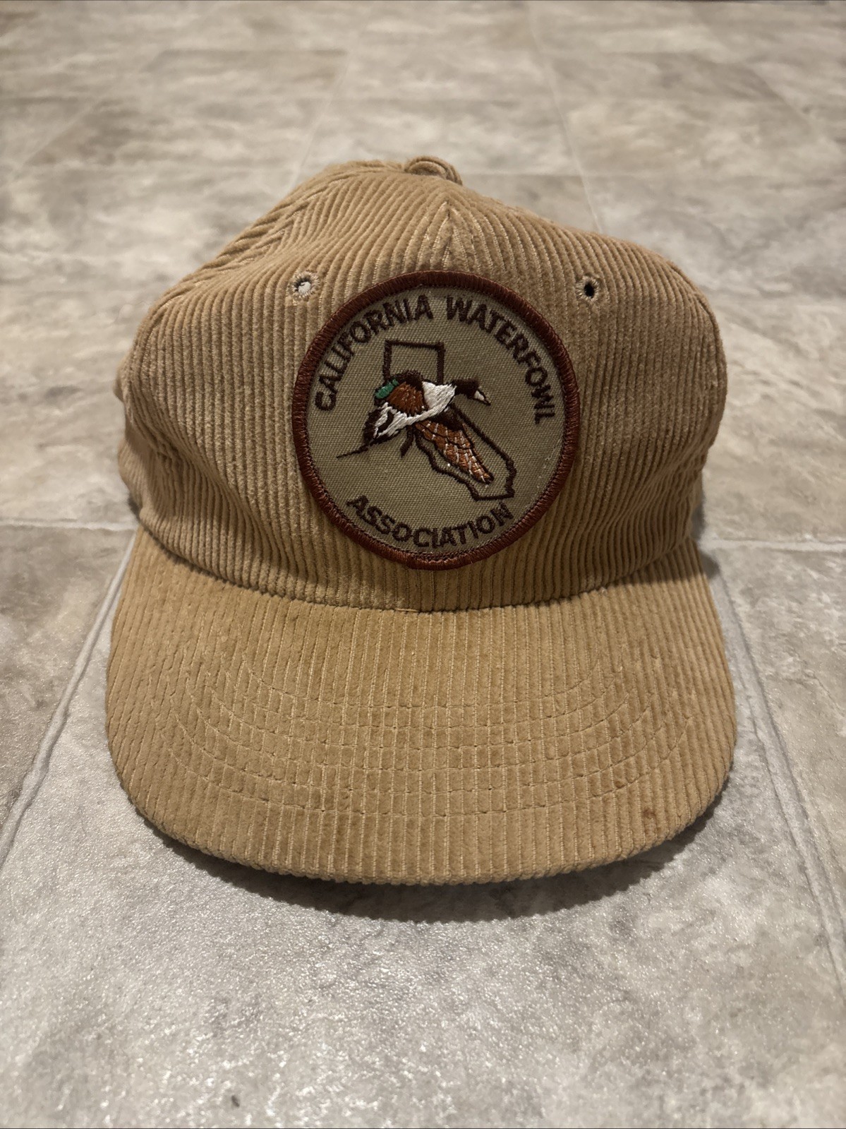 Vintage California Waterfowl Association Hat Duck Hunting Rare Corduroy Pintail