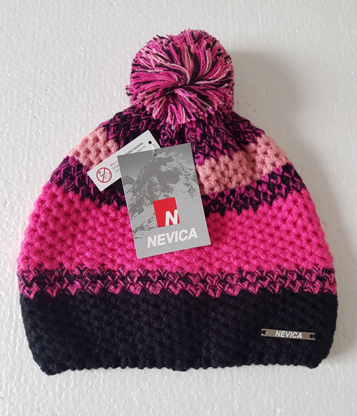 NEVICA CHAMONIX BEANIE / BOBBLE HAT - JUNIOR pink WINTER girls SKIING snow BLACK