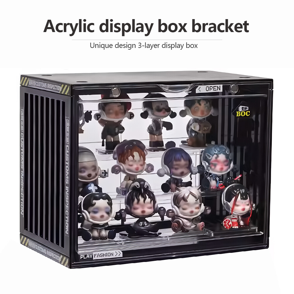 3-Tier Clear Display Case Figure Model Storage Rack Blind Box Dustproof Box Unit