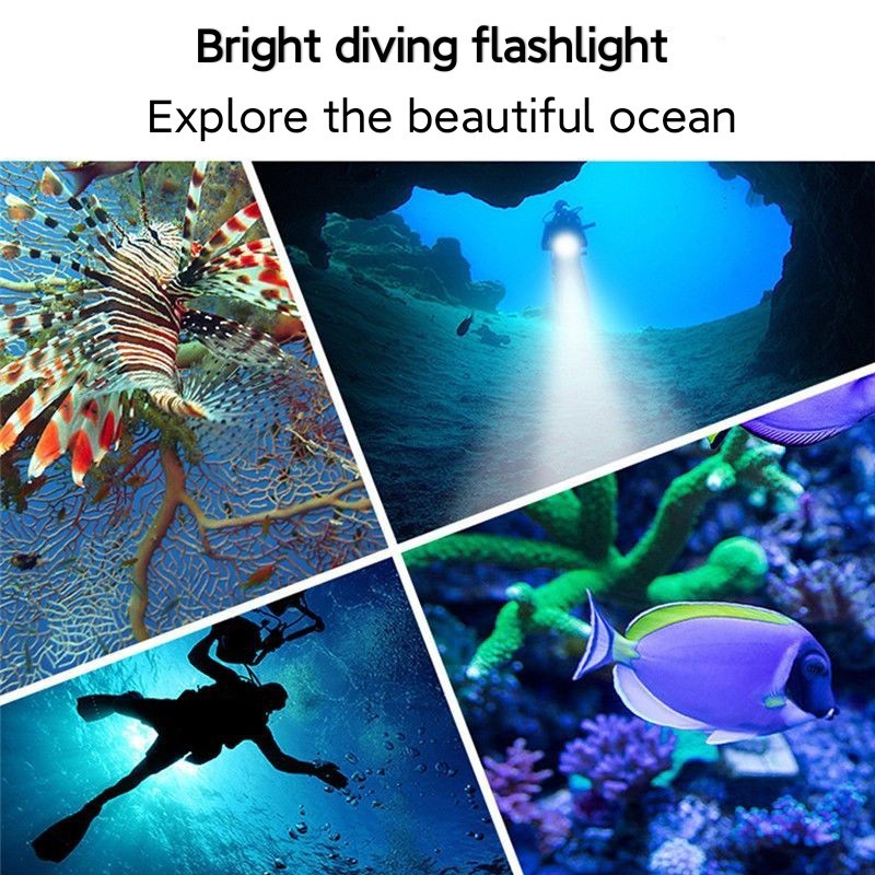 Diving Flashlight 50 Meters Underwater Lantern Searchlight Scuba Lamp US