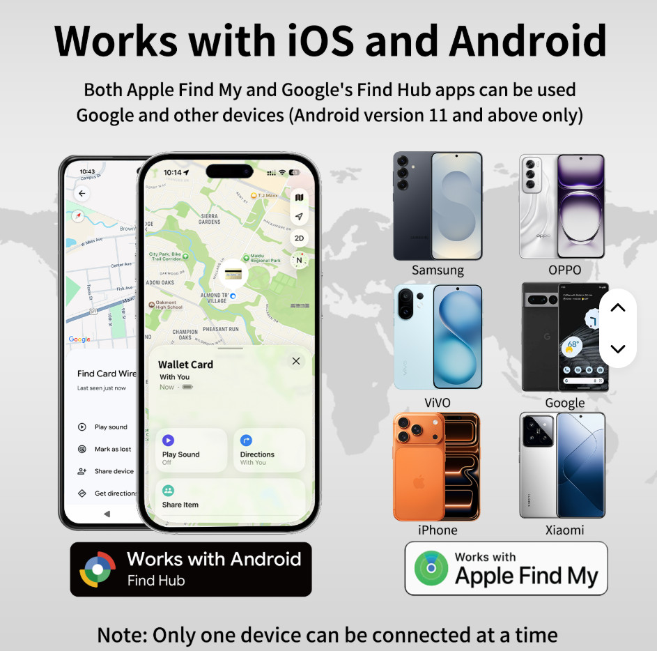Slim Wallet Tracker Card – Apple Find My & Android Compatible Anti-Lost