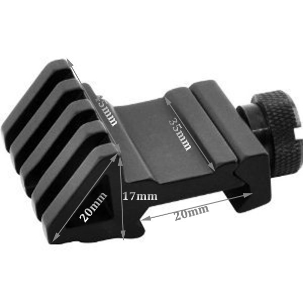 2 PACK 45 Degree Angled Offset Side Rail Scope Accessory Backup Sight Mount