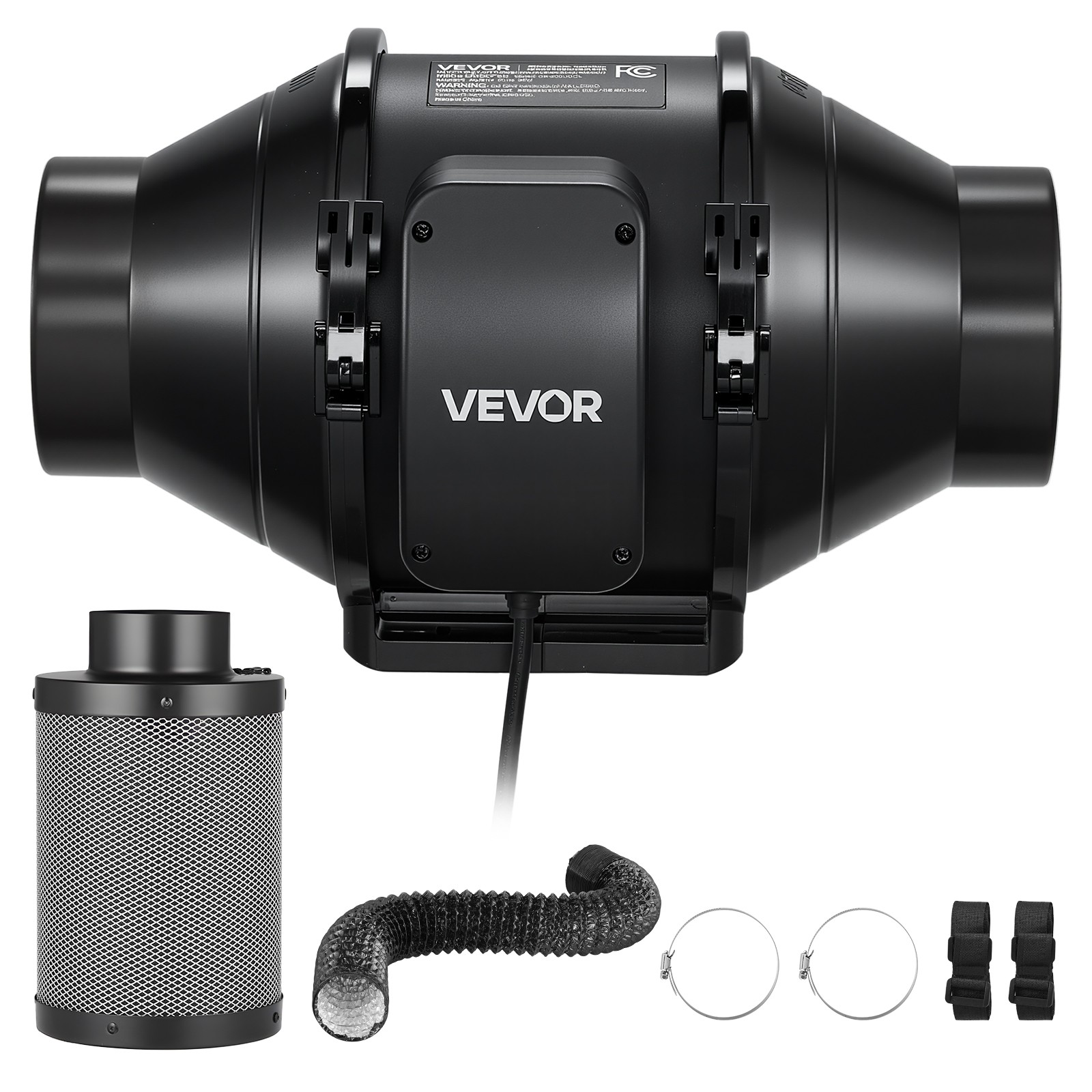 VEVOR 4in Inline Duct Fan 180CFM Ventilation Fan with Filter & Speed Controller