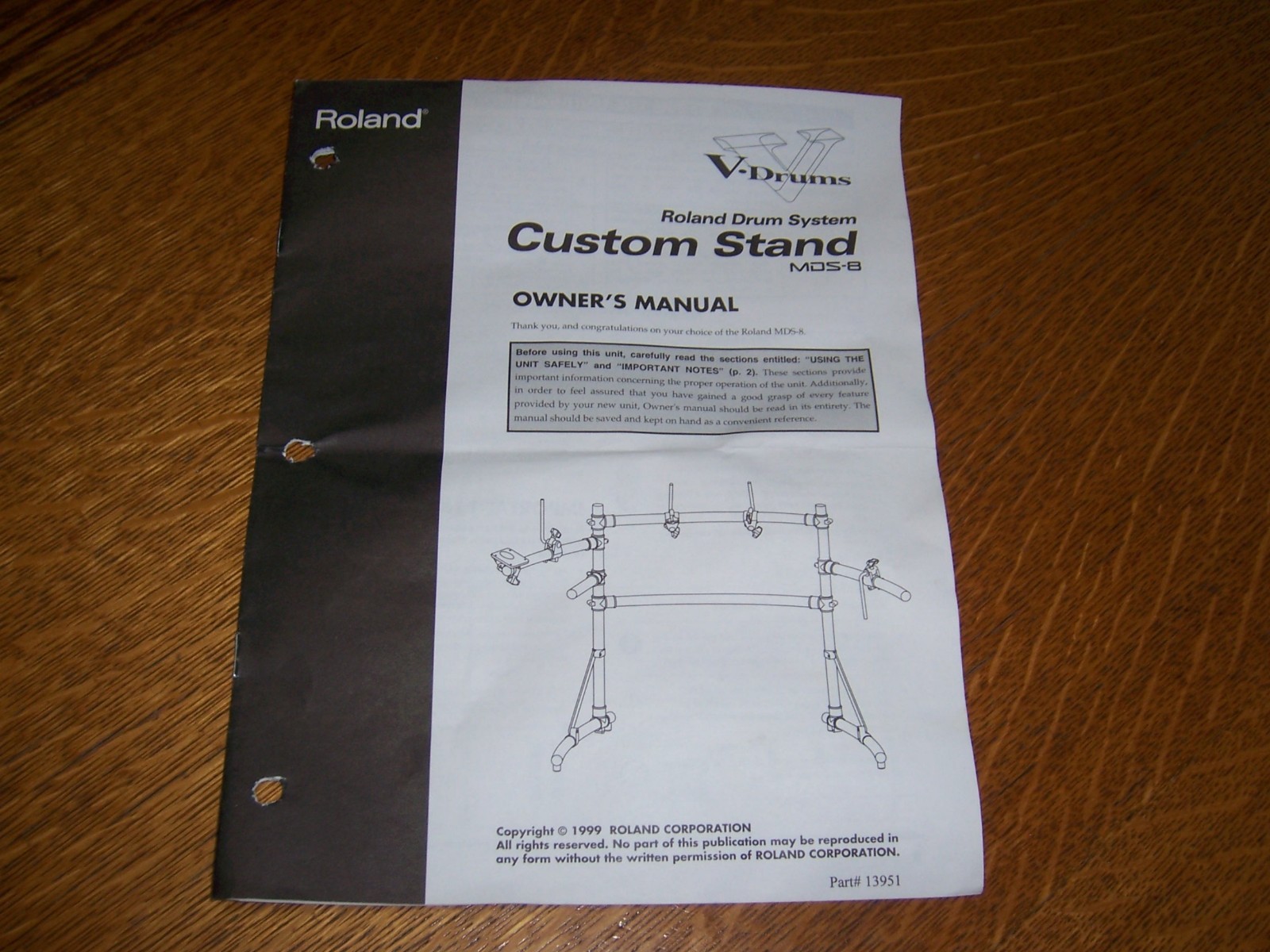 V-Drums MDS-8 Roland Drum System Custom Stand Electronic Drum Rack Owners Manual