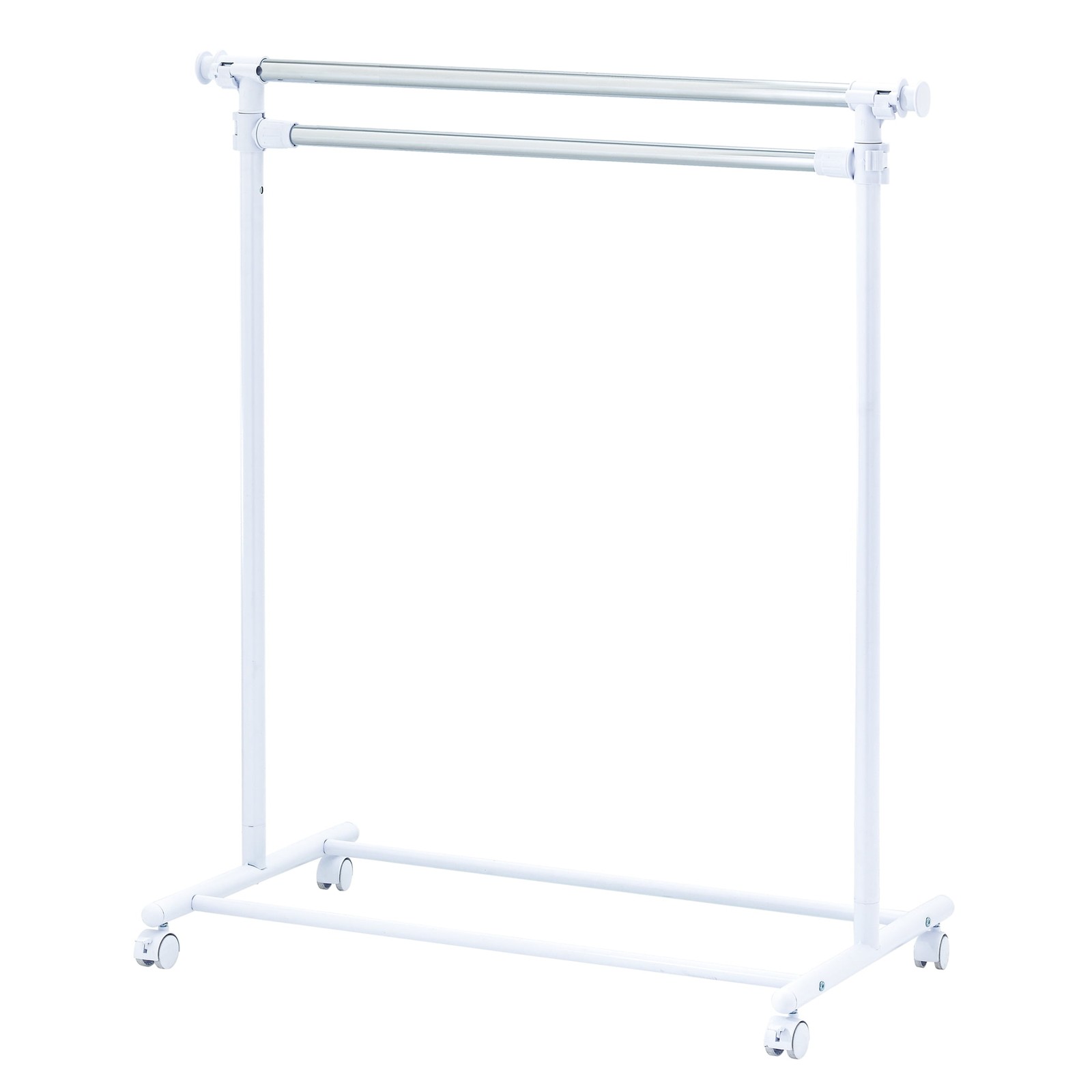 2-Shelf Garment Drying Clothes Rack - Adjustable Height, Locking Wheels, Metal