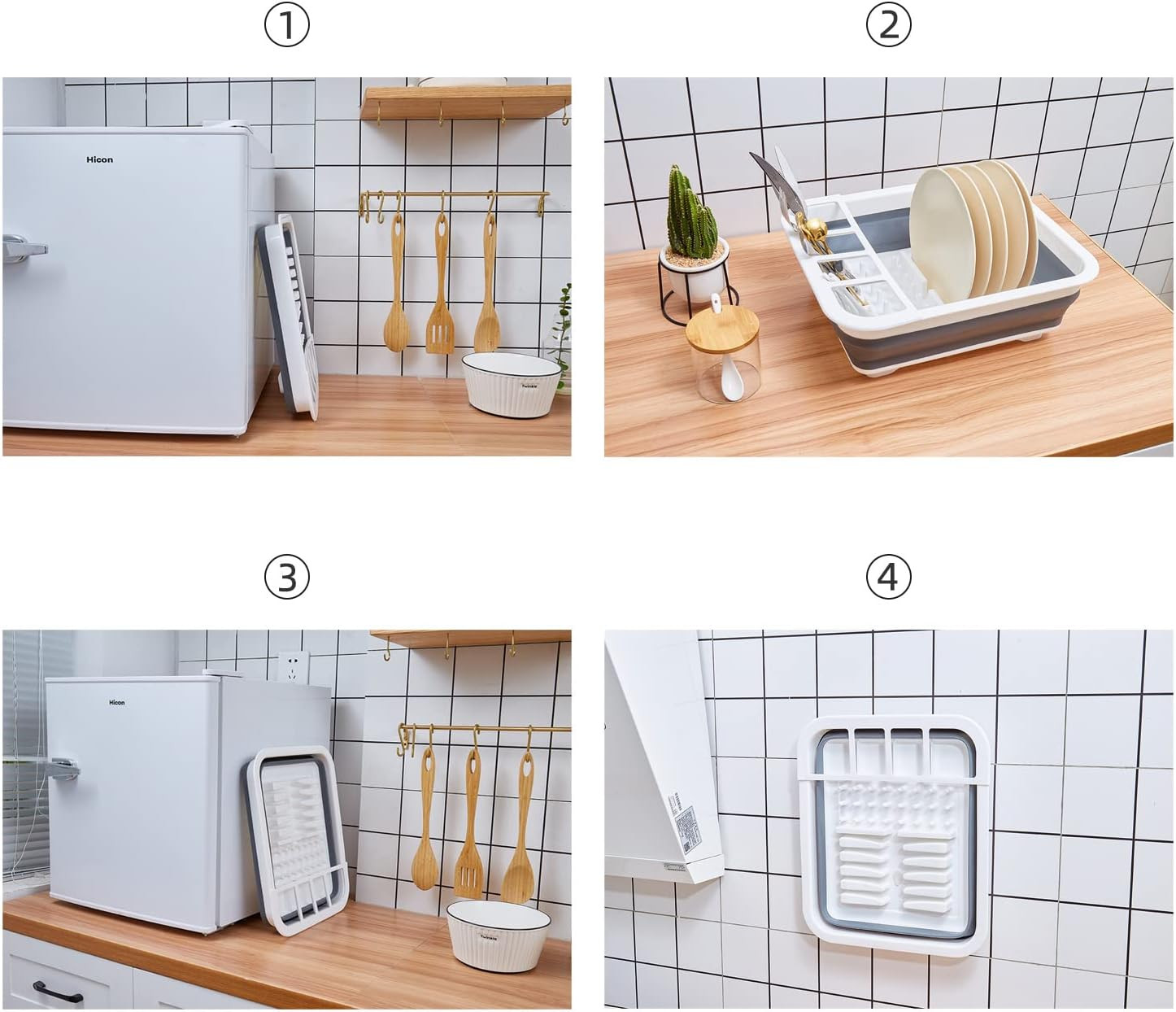 THANSTAR Collapsible Dish Drainer Portable Dinnerware Grey-collapsible